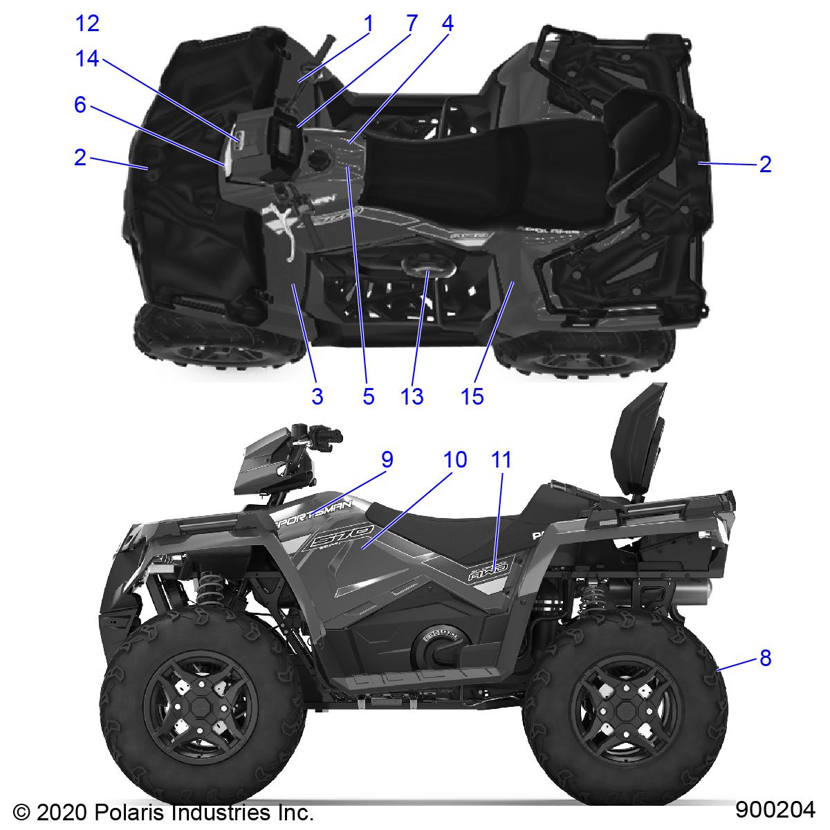CARROSSERIE AUTOCOLLANTS POUR SPORTSMAN TOURING 570 PREMIUM TRACTOR 2021