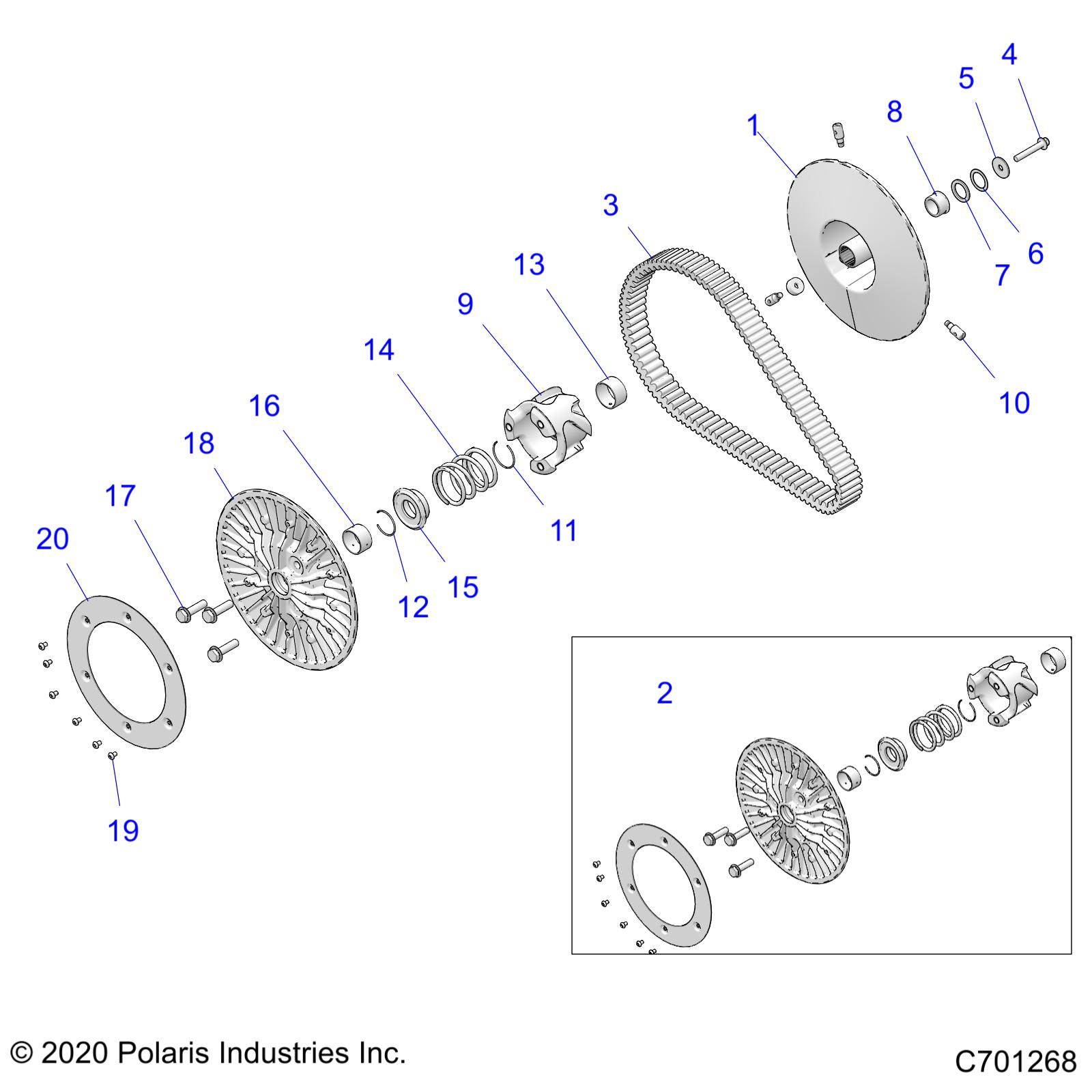 TRANSMISSION EMBRAYAGE SECONDAIRE POUR RANGER XP 1000 EPS EUTRZUG 2021