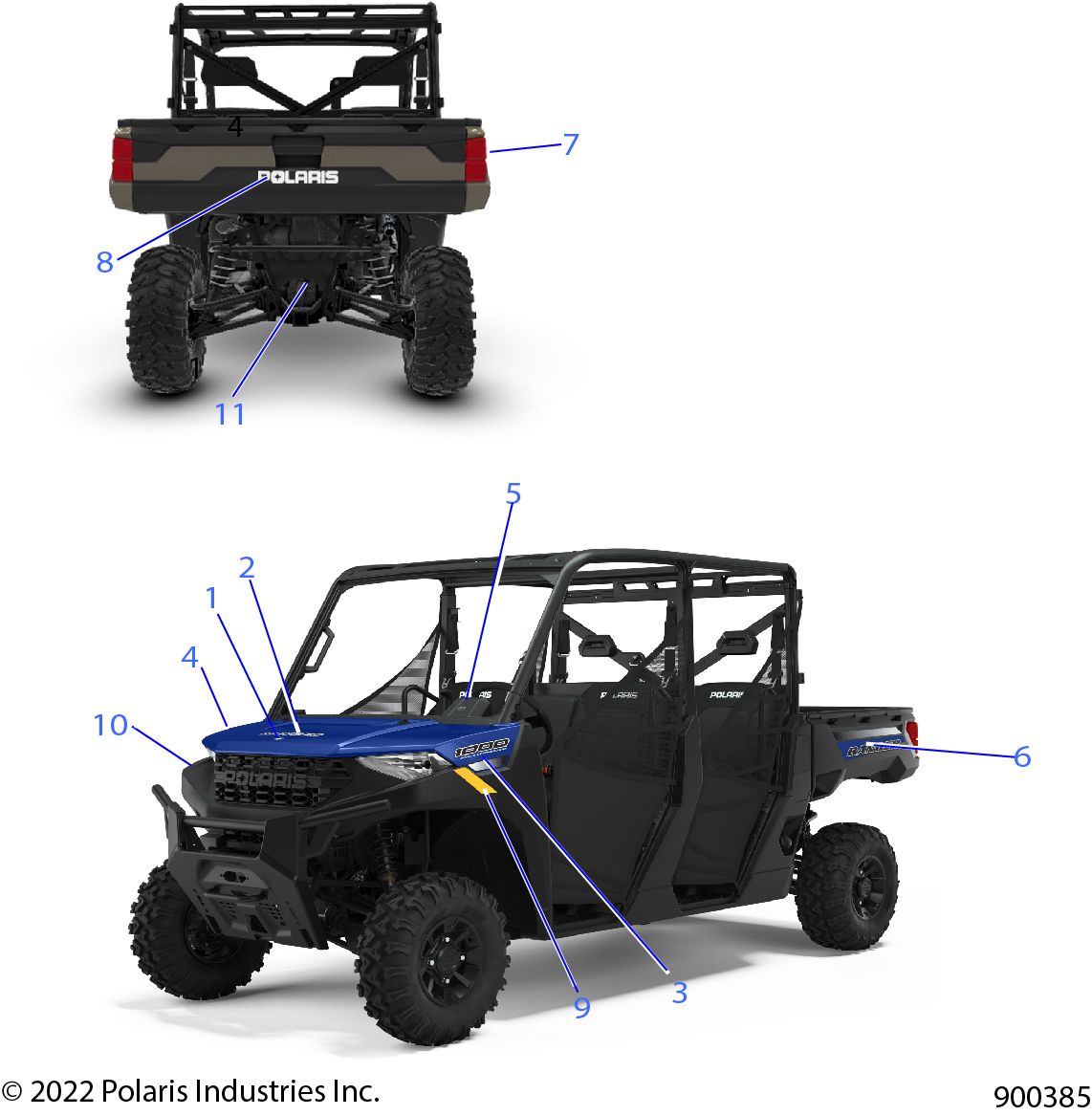 CARROSSERIE AUTOCOLLANTS DESIGN POUR RANGER CREW 1000 PREMIUM 2022