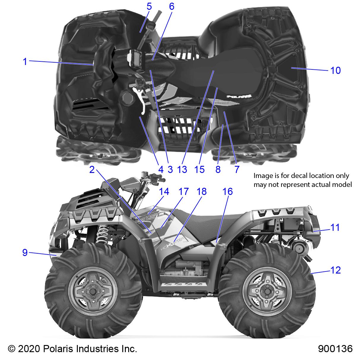 CARROSSERIE AUTOCOLLANTS POUR SPORTSMAN 850 HIGH LIFTER 2021