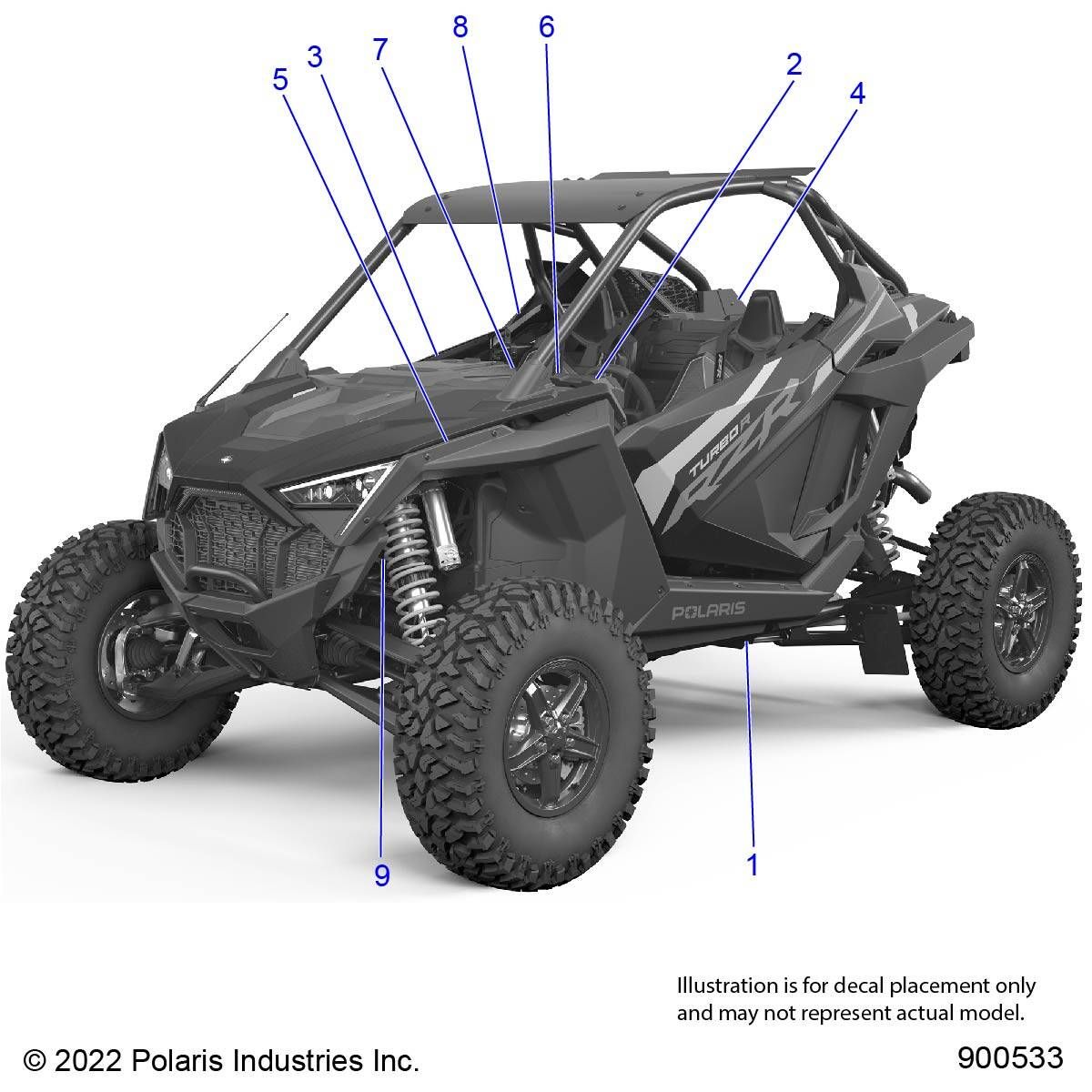 CARROSSERIE AUTOCOLLANTS STANDARD POUR RZR 74 T RCR R02 2023