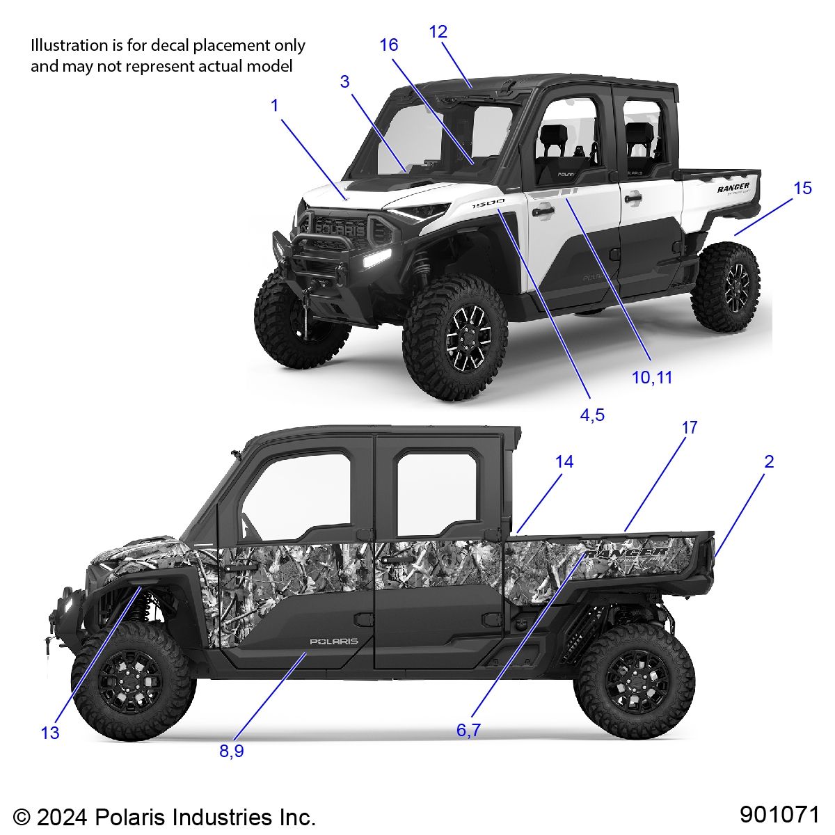 CARROSSERIE AUTOCOLLANTS POUR RANGER XD 1500 NSTR ULTIMATE CREW 2025