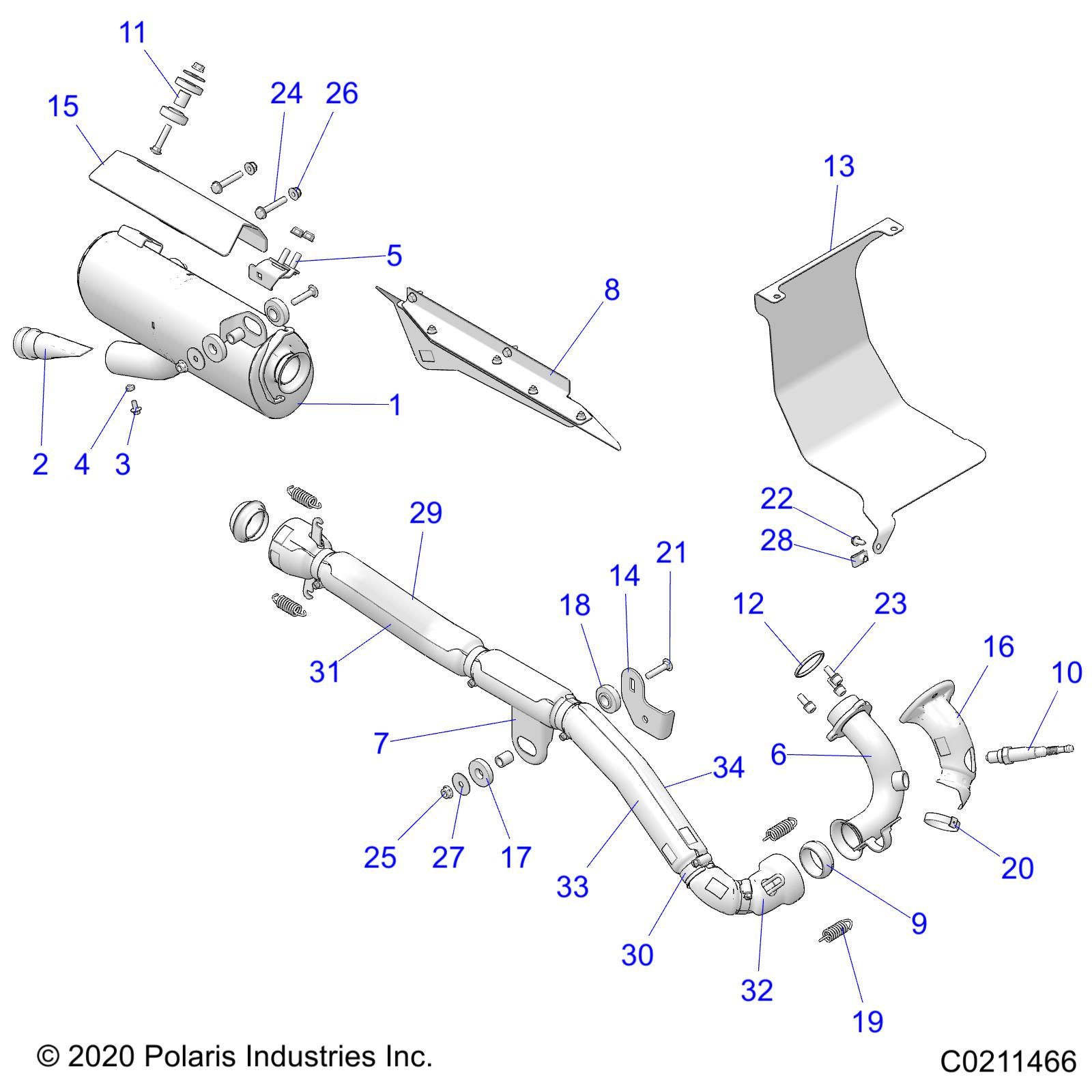 MOTEUR ECHAPPEMENT POUR SPORTSMAN 570 6X6 EURO 2022