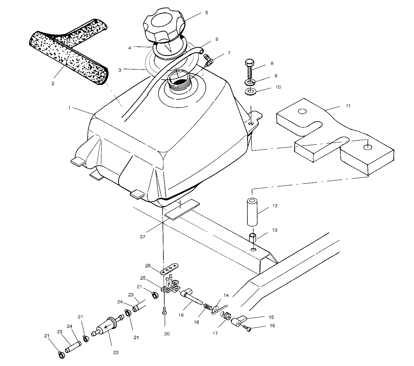 CARROSSERIE RESERVOIR CARBURANT POUR SCRAMBLER 500 4X4 2001