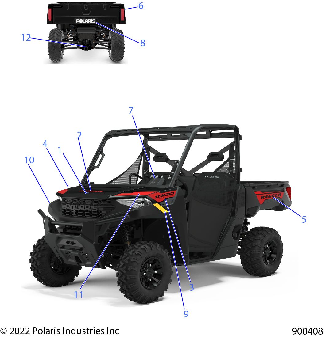 CARROSSERIE AUTOCOLLANTS DESIGN POUR RANGER 1000 PREMIUM PS FULL SIZE 2022