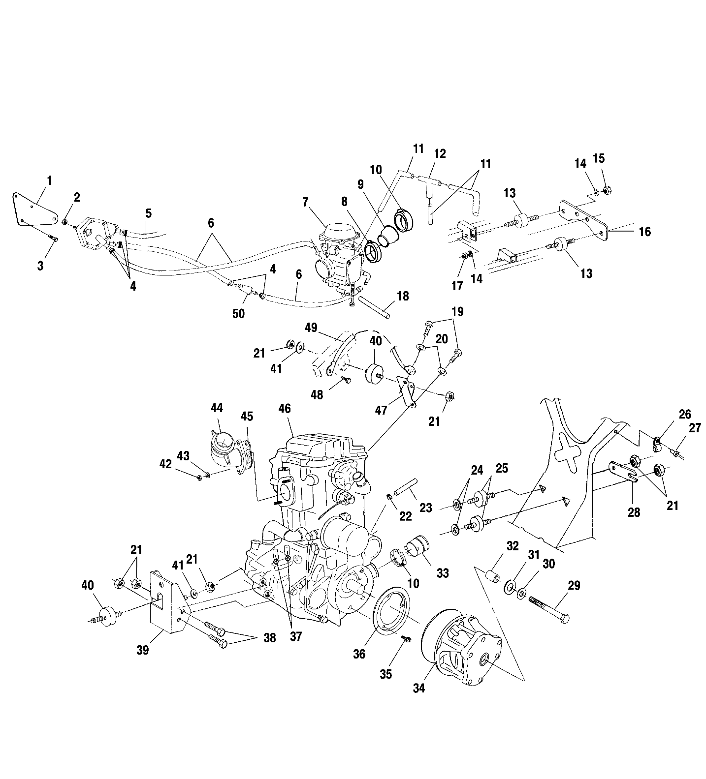 MOTEUR MONTAGE MOTEUR POUR SPORTSMAN 500 HO 2001