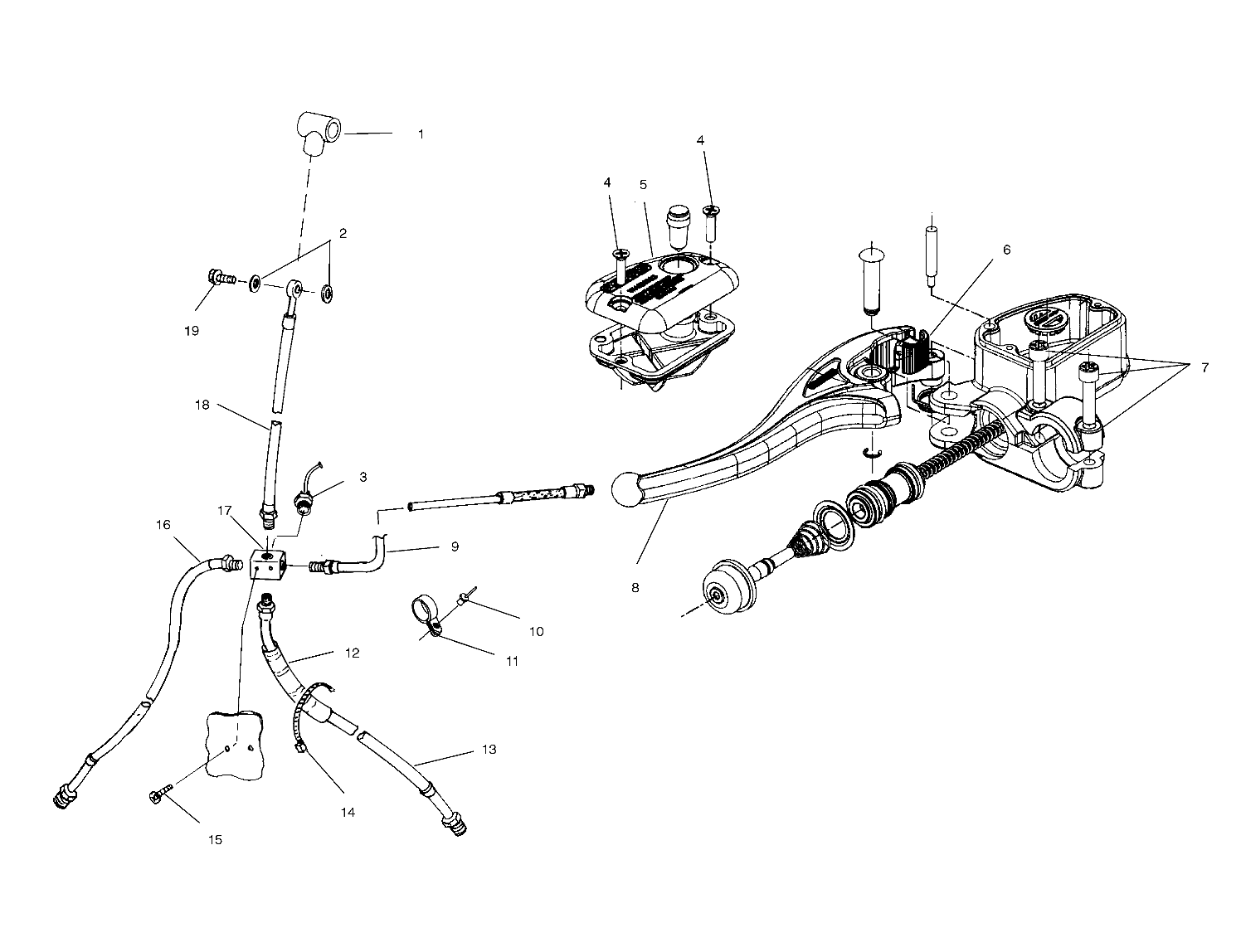 COMMANDES MAITRE CYLINDRECONDUITE DE FREIN POUR SPORTSMAN 700 2002