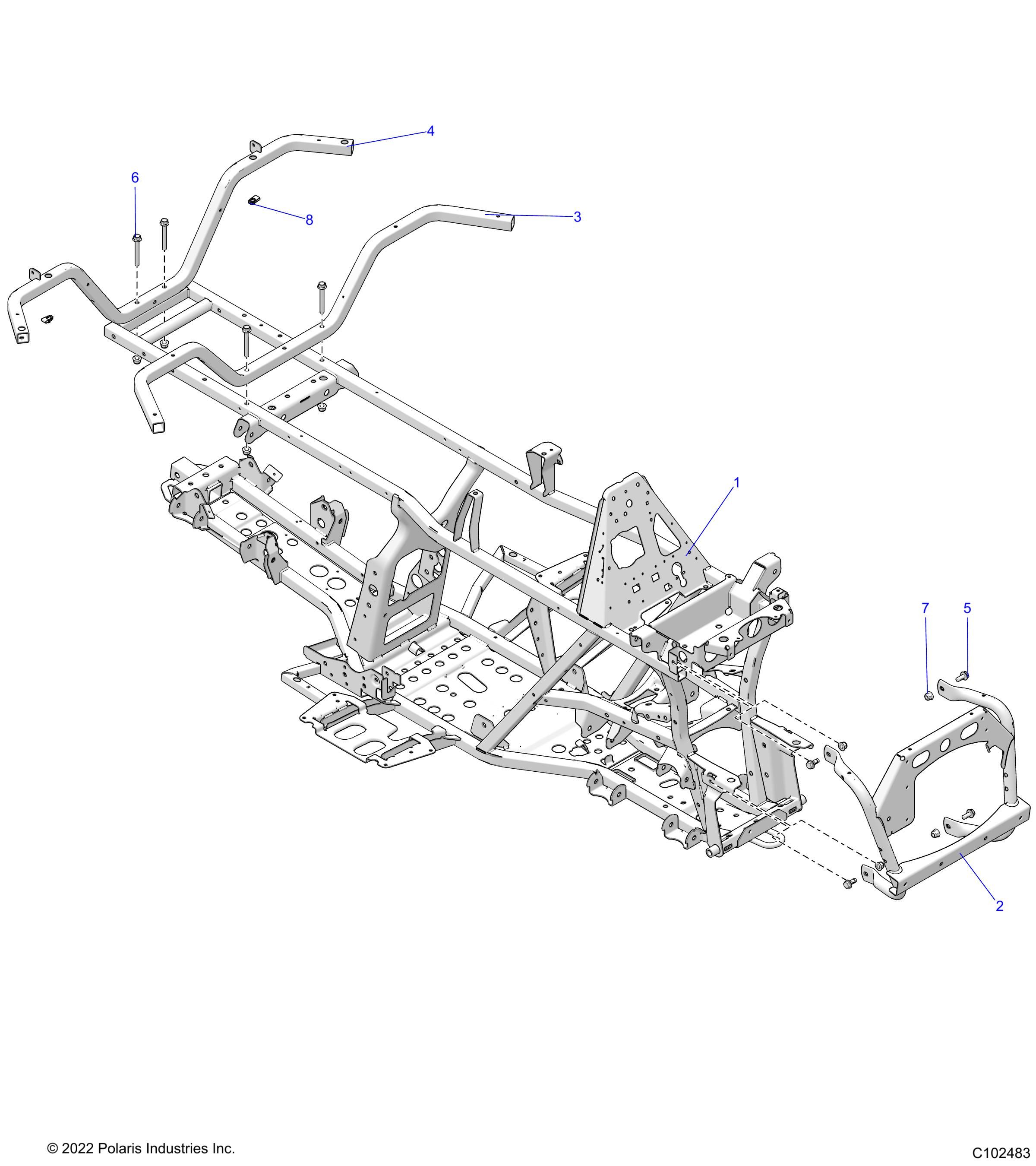 CHASSIS FRAME POUR SPORTSMAN 570 TRAIL EBS LE RC R01 2023
