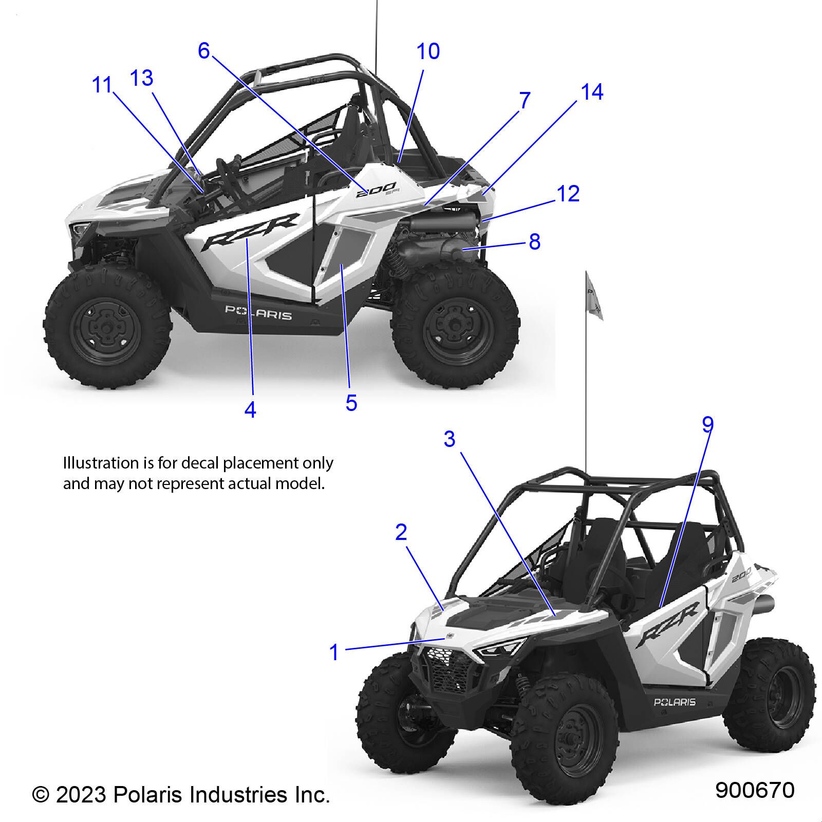 CARROSSERIE AUTOCOLLANTS POUR RZR 200 MD R02 2023