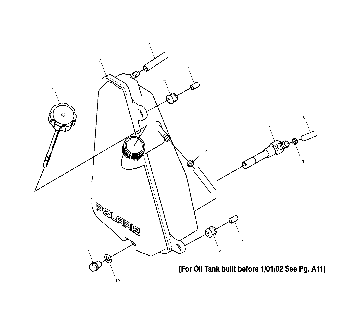 CARROSSERIE RESERVOIR DHUILE IF BUILT AFTER 10102 POUR SCRAMBLER 500 4X4 2002
