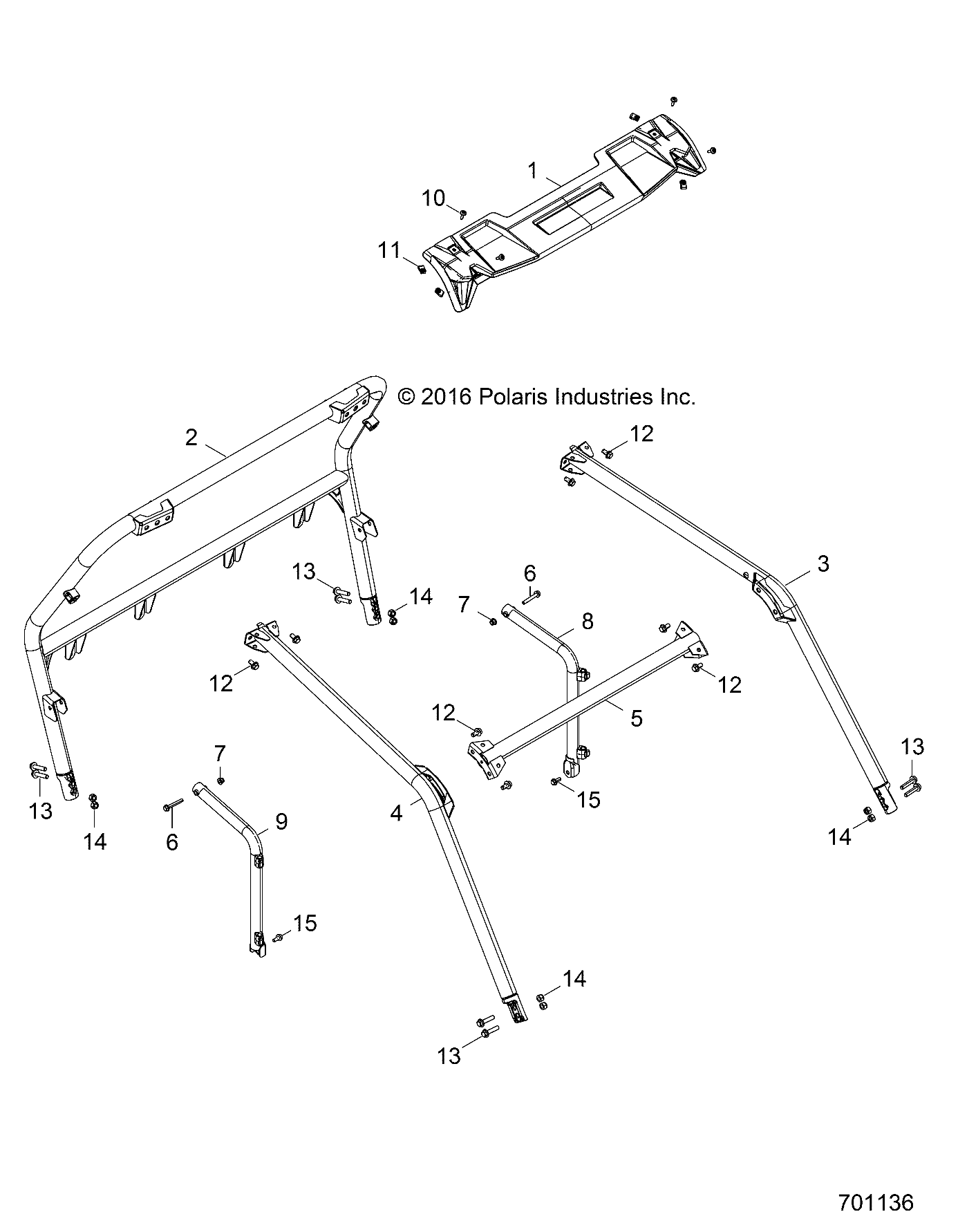 CHASSIS CADRE CABINE POUR RZR 900 60 INCH ALL OPTIONS 2018