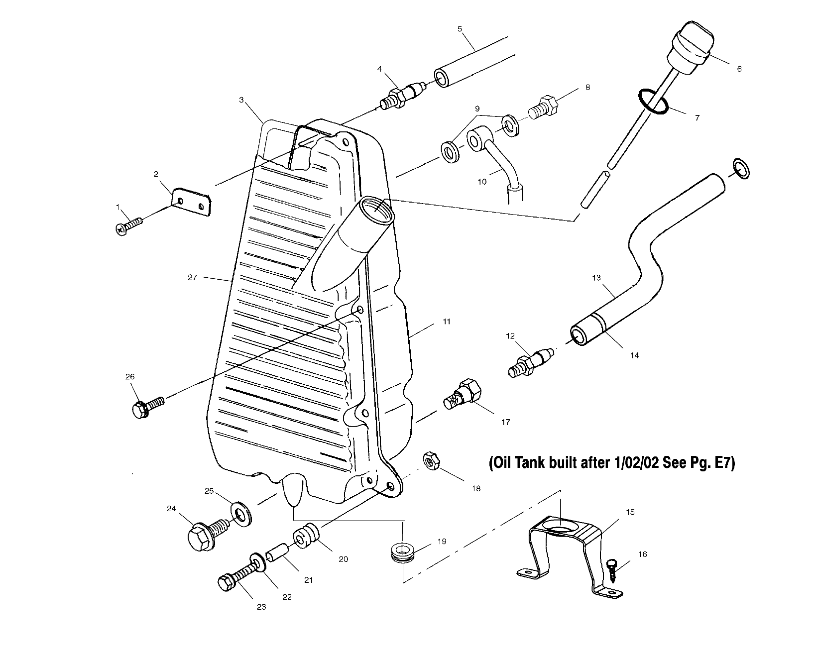 CARROSSERIE RESERVOIR DHUILE IF BUILT BEFORE 10202 POUR 500 MAGNUM 500 HDS 2001