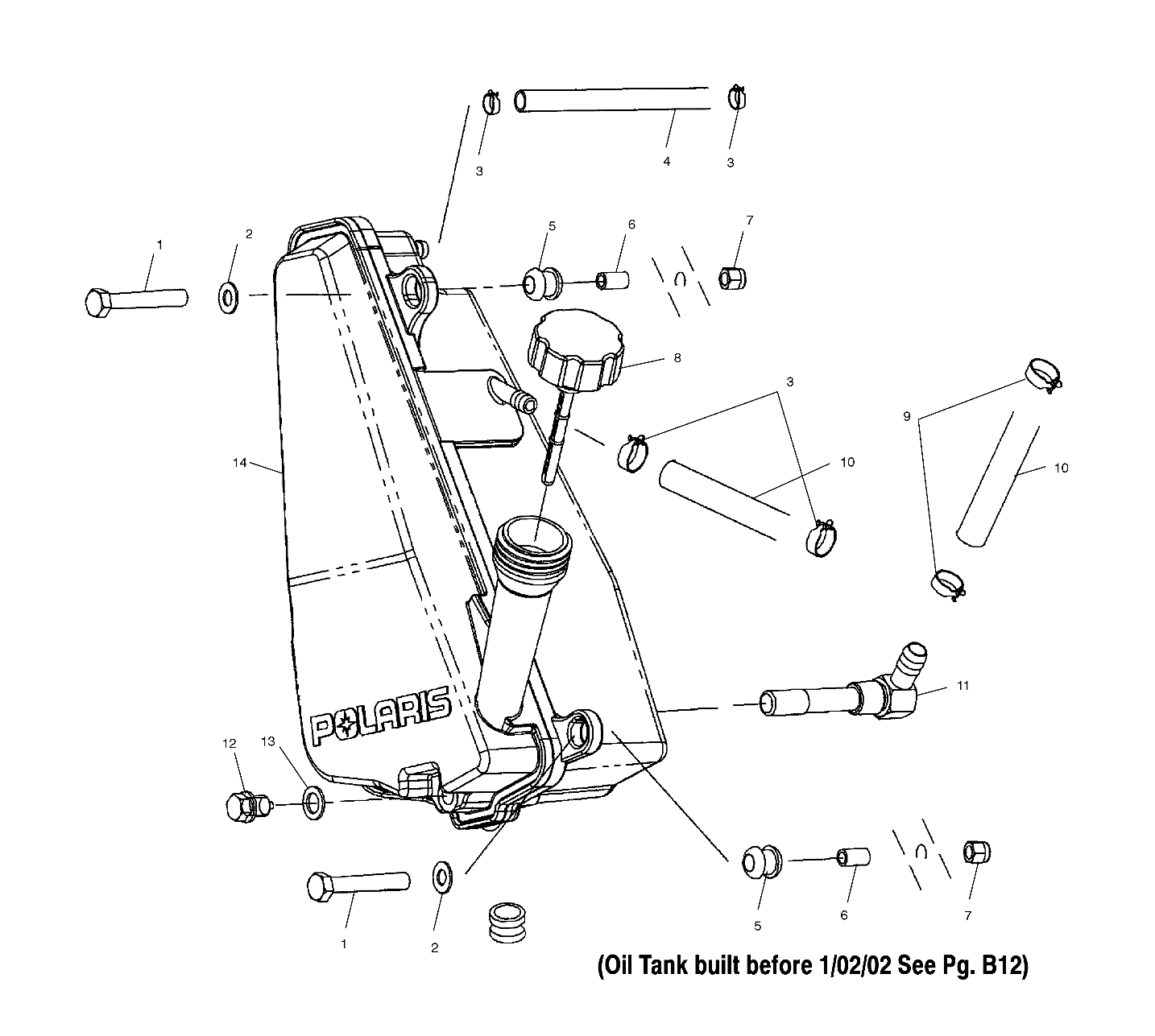 CARROSSERIE RESERVOIR DHUILE IF BUILT AFTER 10202 POUR 500 MAGNUM VL HDS 2002
