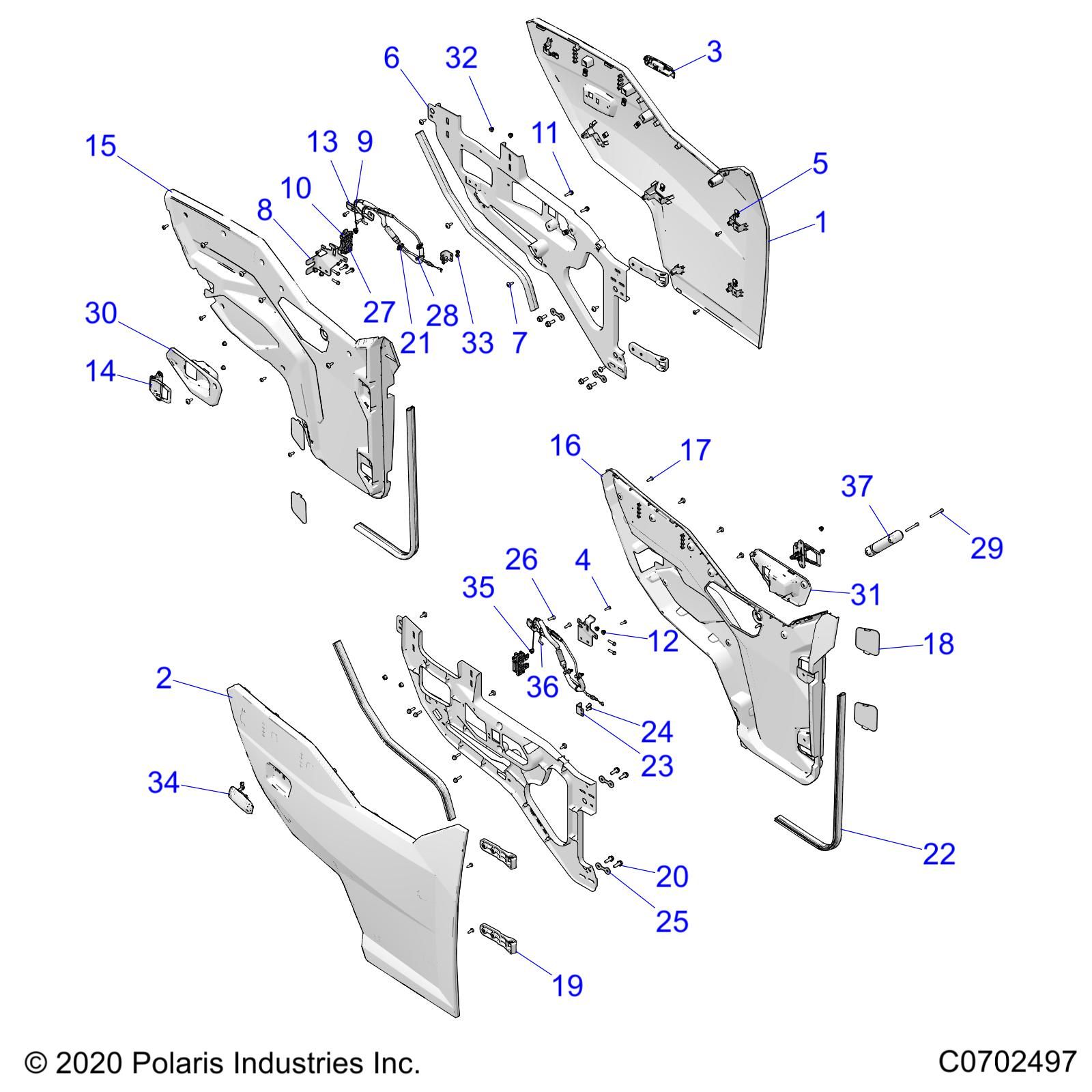 CARROSSERIE PORTIERES POUR GENERAL XP 1000 LE TROY LEE 2022