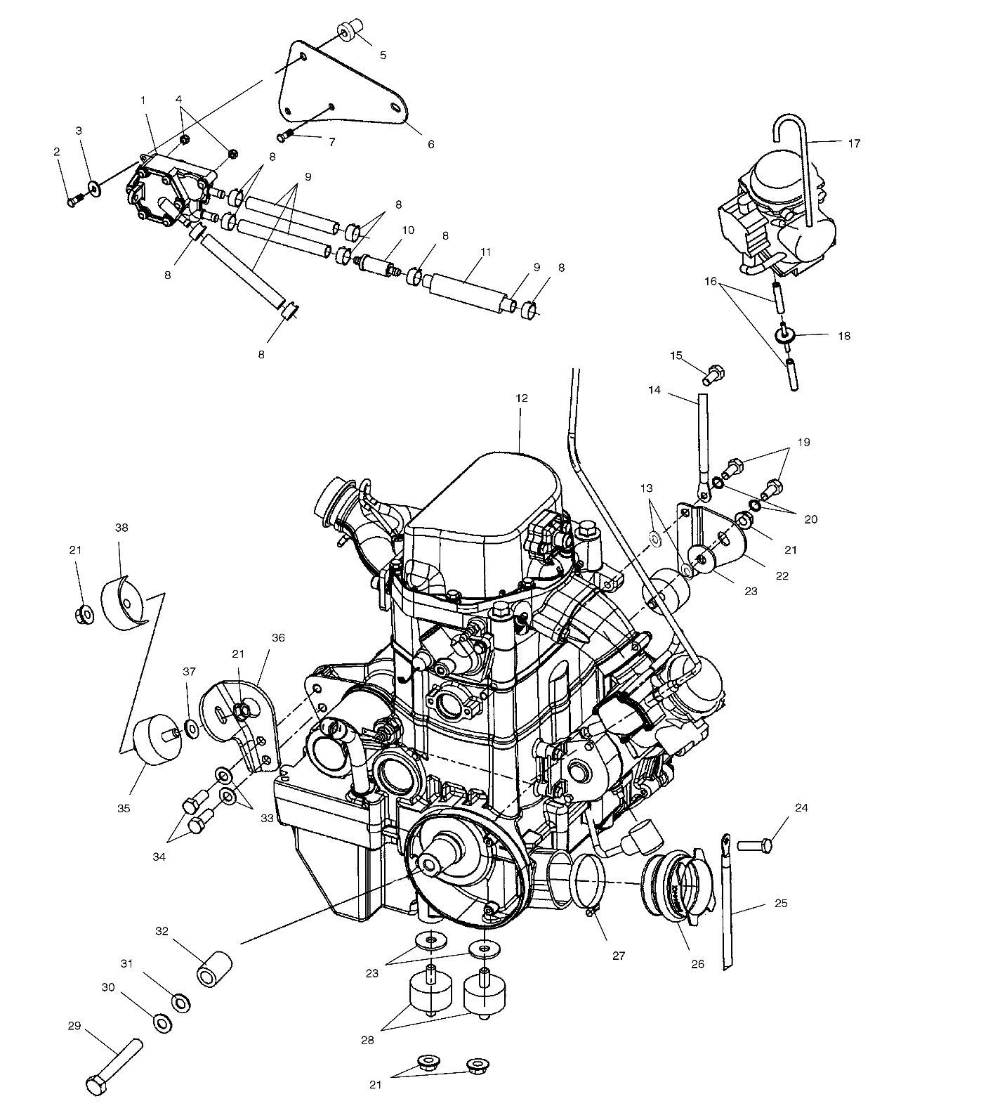 MOTEUR MONTAGE MOTEUR POUR SPORTSMAN 600 2003