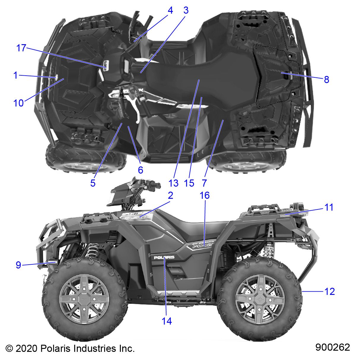 CARROSSERIE AUTOCOLLANTS POUR SPORTSMAN 850 48 TRAIL PACKAGE 2021