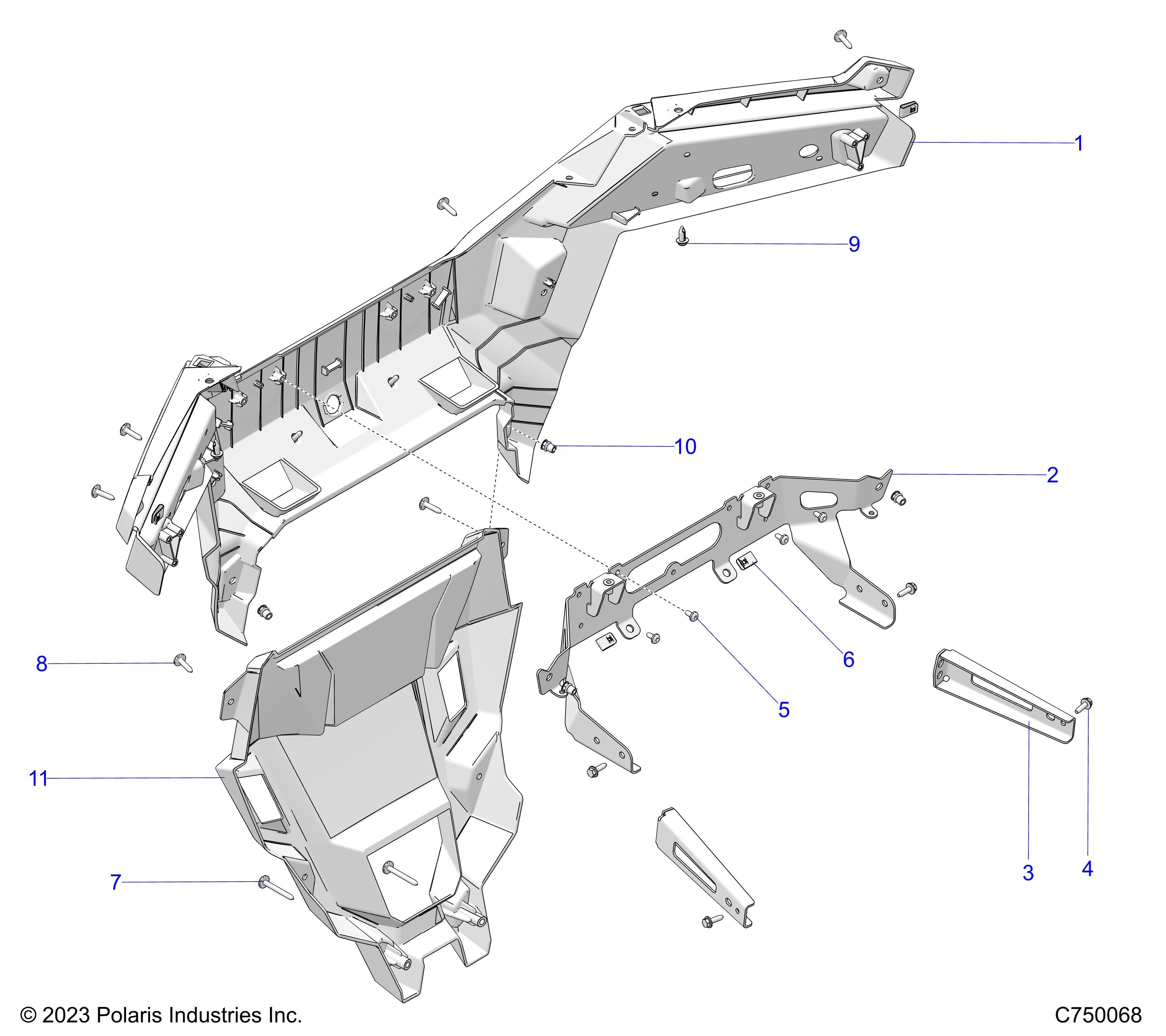 CARROSSERIE PARE CHOC ARRIERE POUR RZR TURBO R SPORT 2024