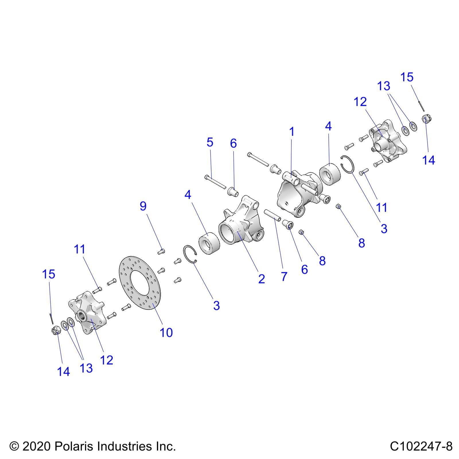 SUSPENSION MOYEU ARRIEREPORTE ET DISQUE DE FREIN POUR SPORTSMAN 570 6X6 2024