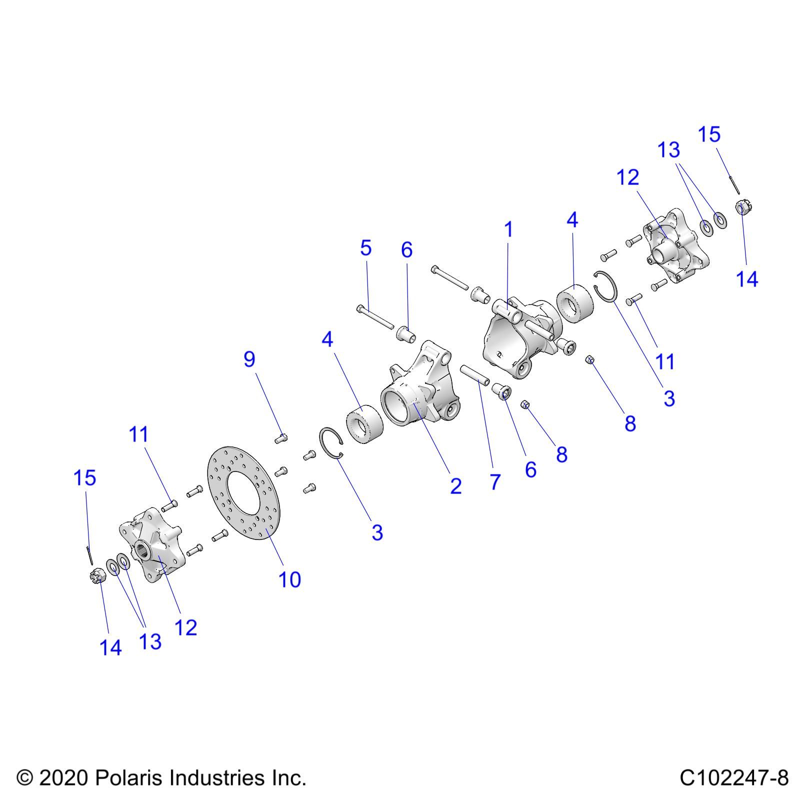 SUSPENSION REAR HUBS CARRIER AND BRAKE DISC POUR SPORTSMAN 570 EPS EUZUG TRACTOR 2024