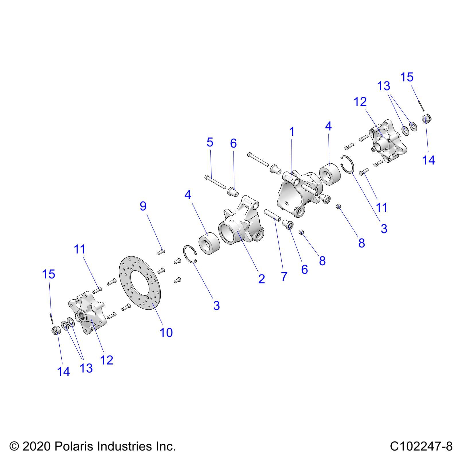 SUSPENSION REAR HUBS CARRIER AND BRAKE DISC POUR SPORTSMAN 570 TOURING SP TRACTOR R01 2023