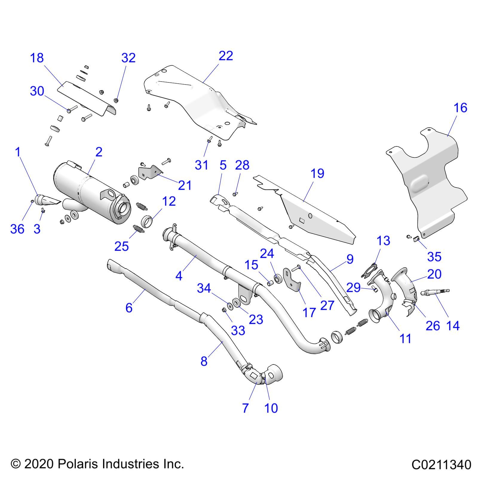 MOTEUR ECHAPPEMENT POUR SPORTSMAN 570 EPS EU 3PC R05 2022