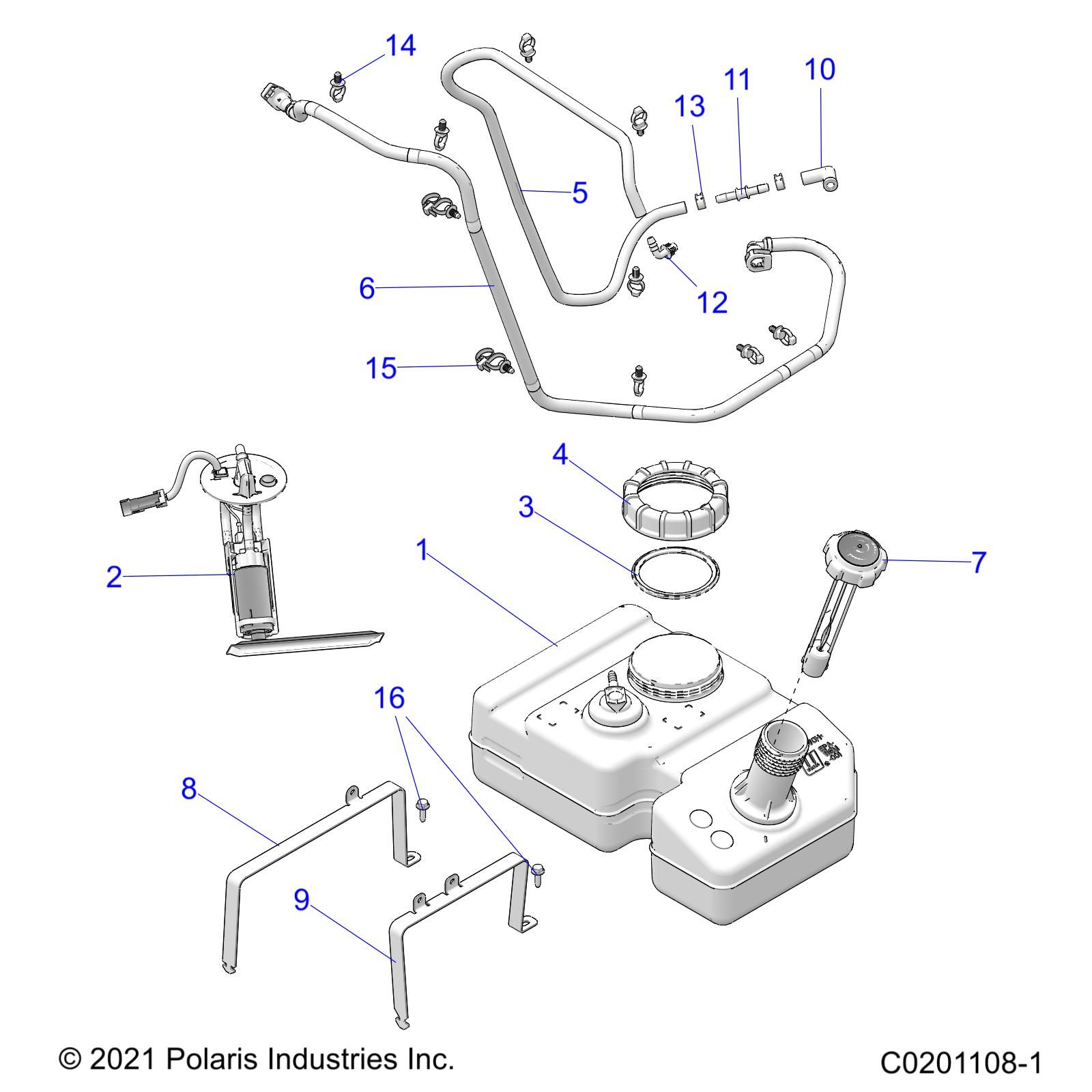 FUEL SYSTEM FUEL TANK AND RELATED POUR RZR 200 2022
