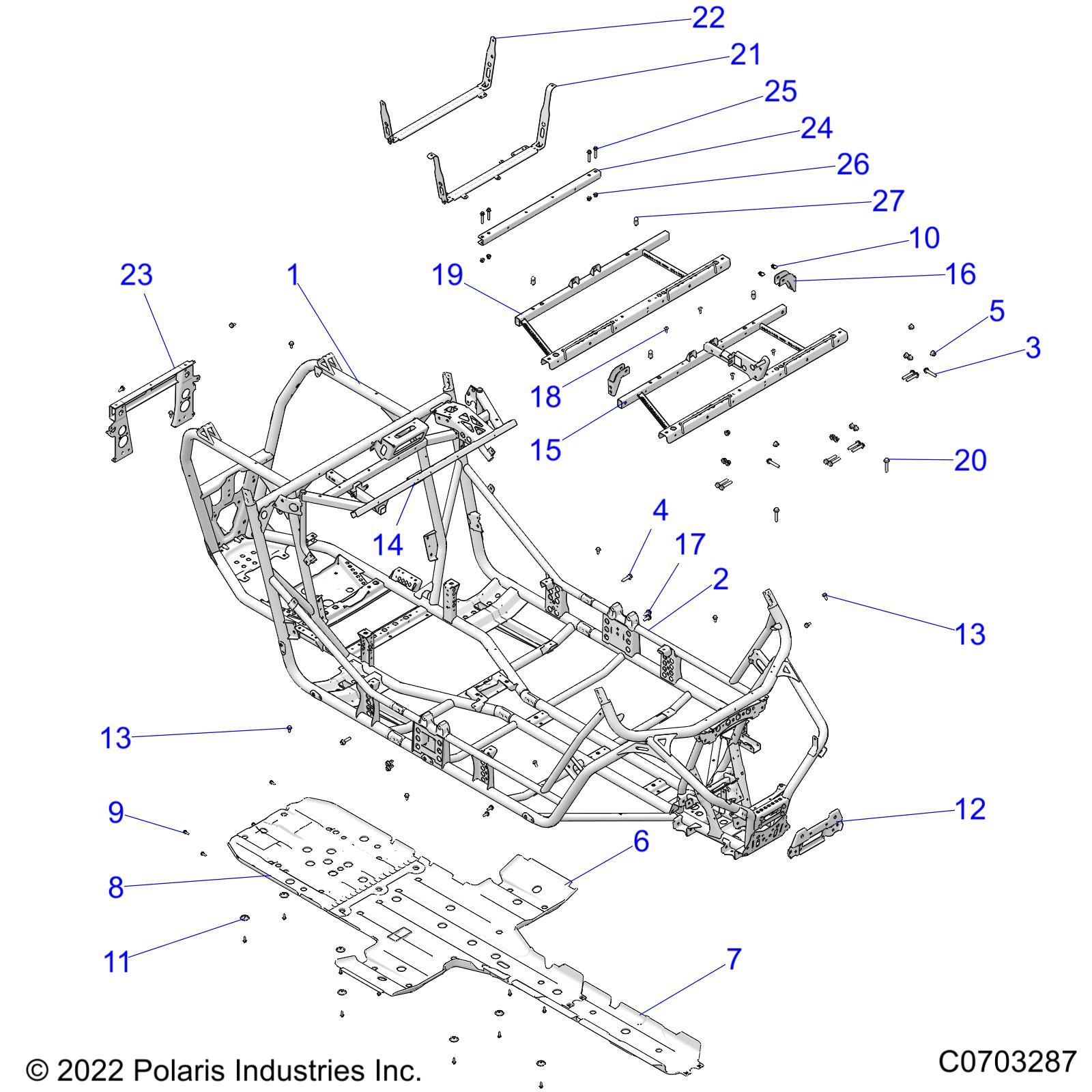 CHASSIS MAIN FRAME AND SKID PLATES POUR RZR XP 4 1000 MD 64 WIDE 2022