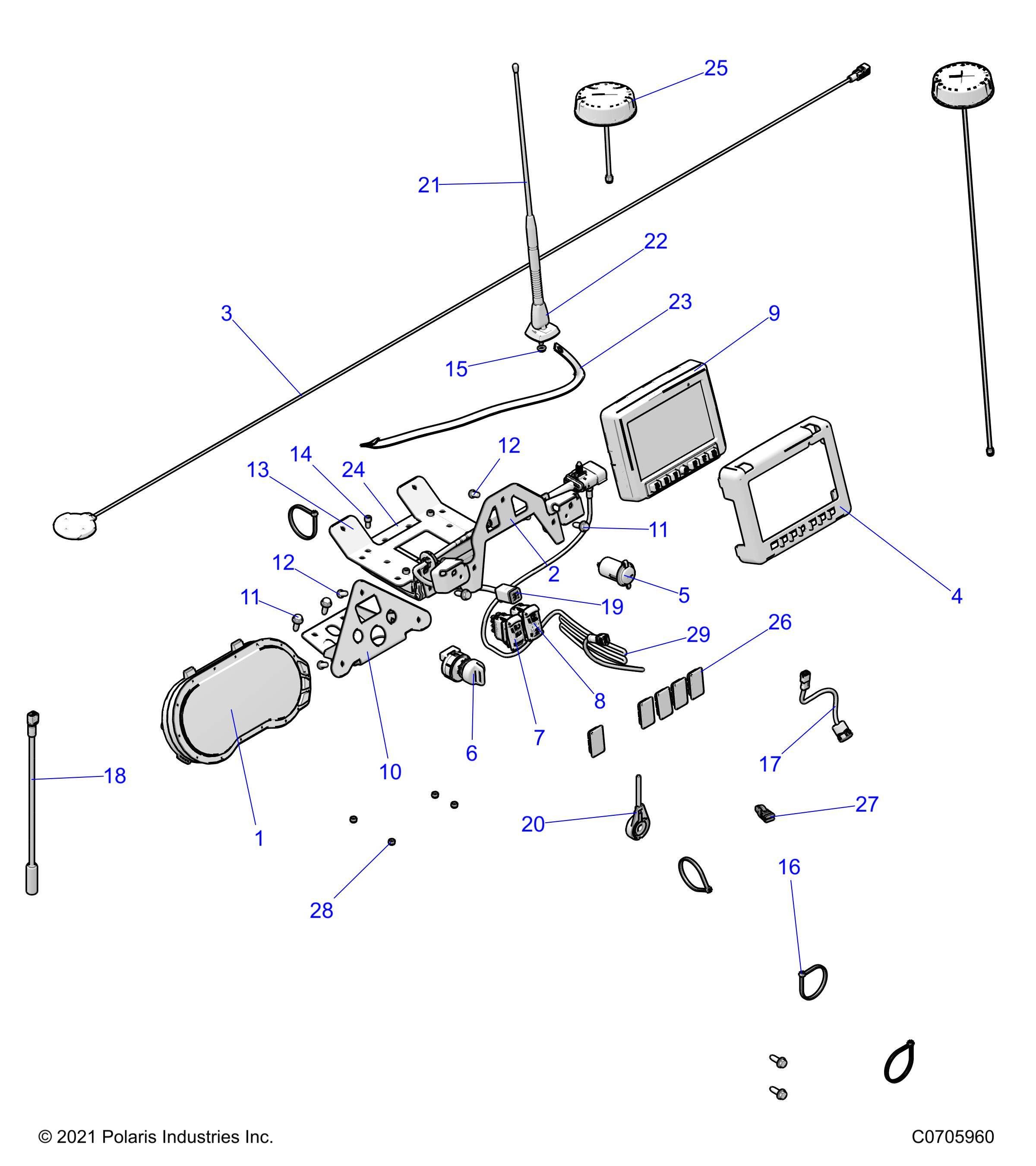 ELECTRICAL DASH INSTRUMENTS AND CONTROLS RIDE COMMAND POUR RZR XP 4 1000 PREMIUM RIDE COMMAND R01 2023