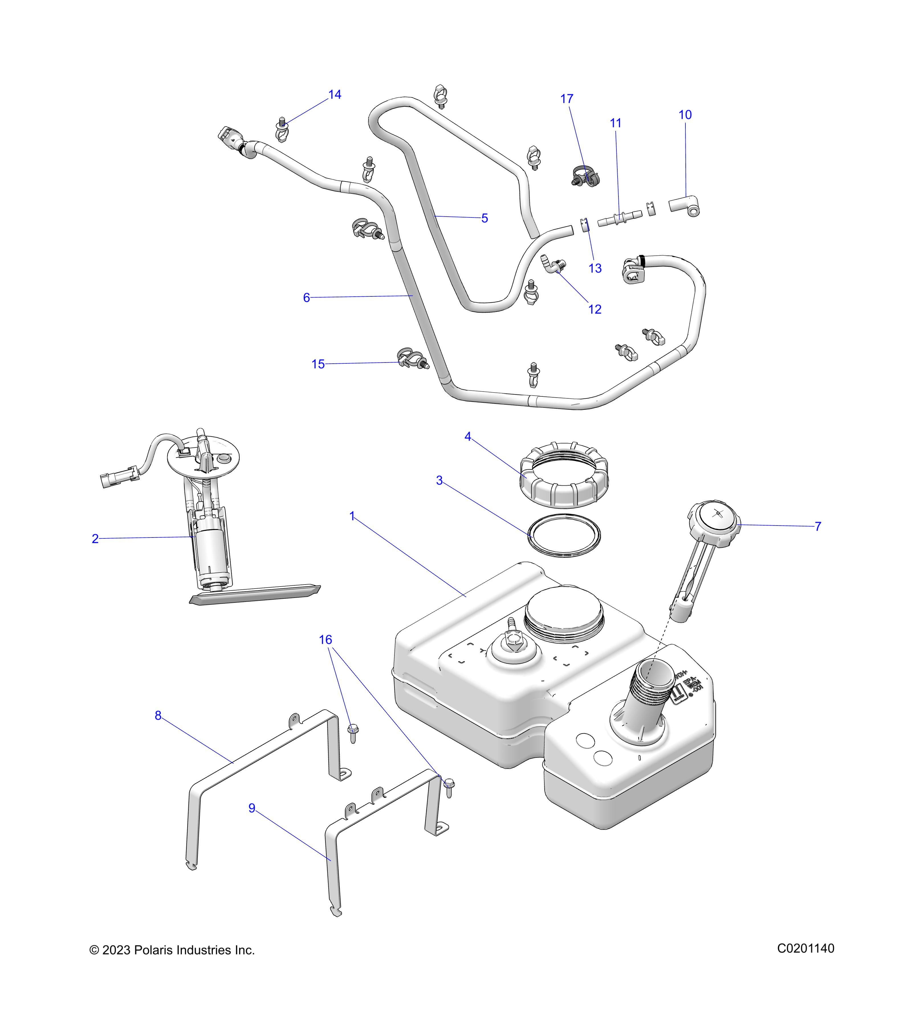 FUEL SYSTEM FUEL TANK AND RELATED POUR RZR 200 MD R02 2023