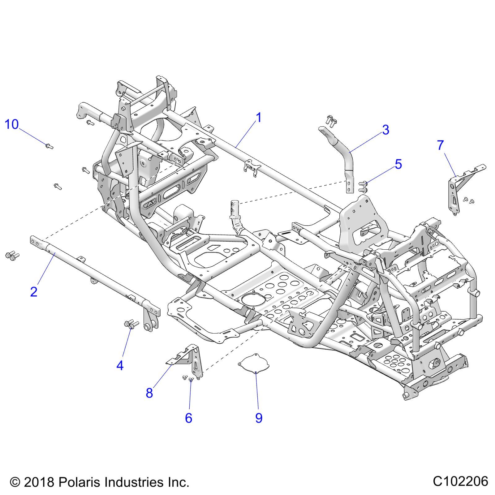 CHASSIS MAIN FRAME POUR SPORTSMAN XP 1000 55 EPS 3PC INTL R01 2022
