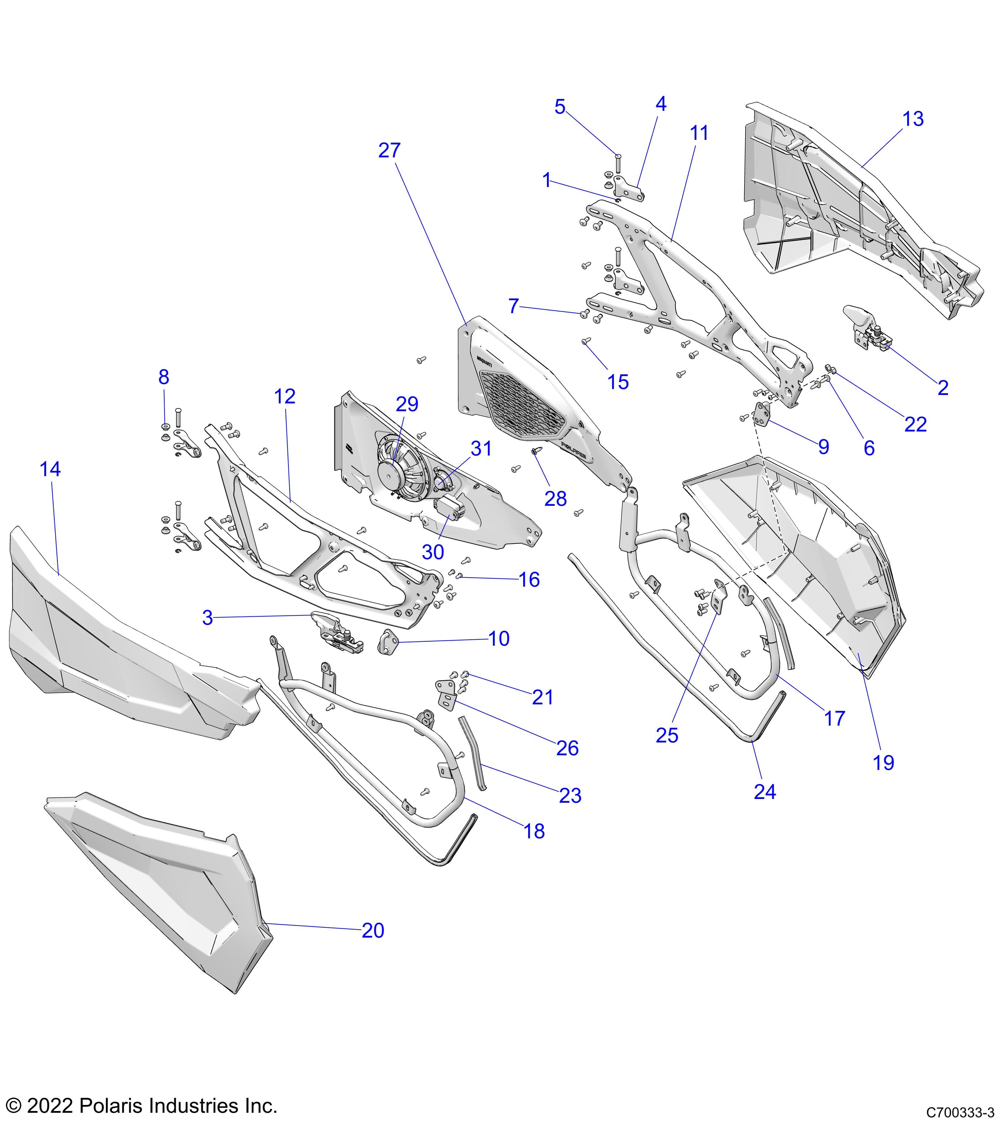 BODY DOORS FRONT RIDE COMMAND POUR RZR XP 4 1000 RCPREMIUM 2022