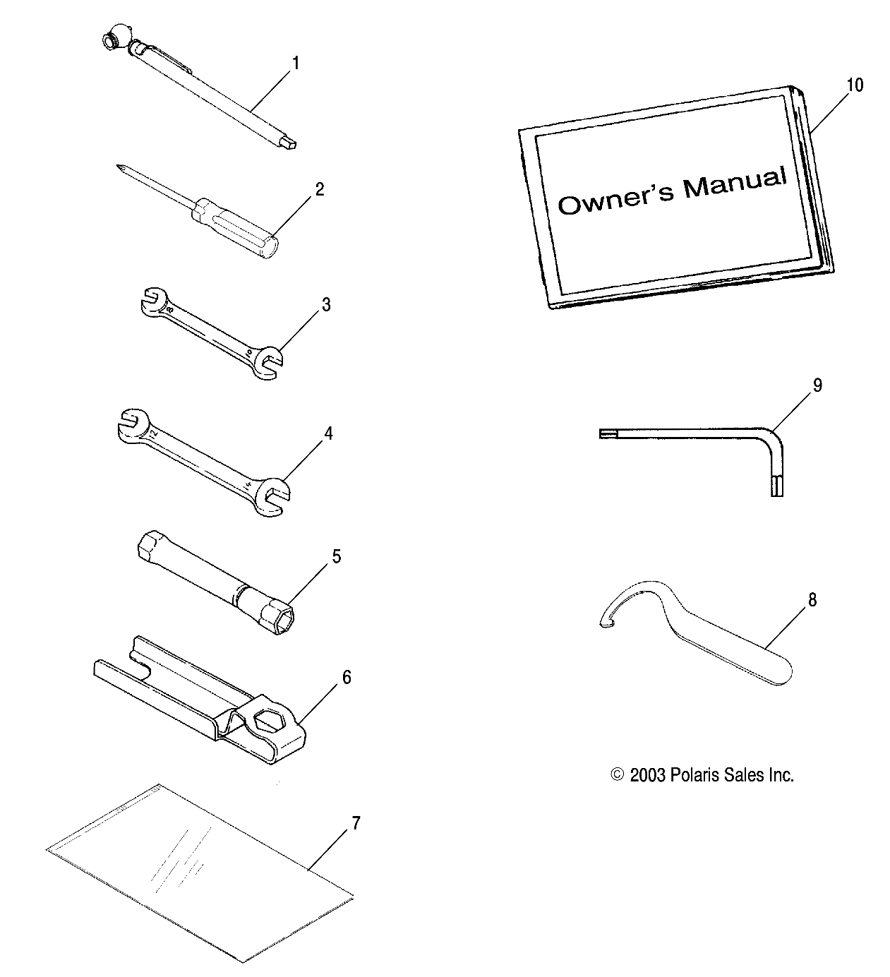 REFERENCES TROUSSE A OUTILS POUR A04CH50AA SPORTSMAN 500 2004