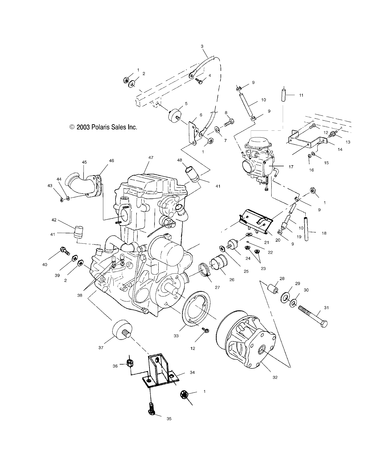 MOTEUR MONTAGE MOTEUR POUR A04BG50AA SCRAMBLER 500 4X4 2004