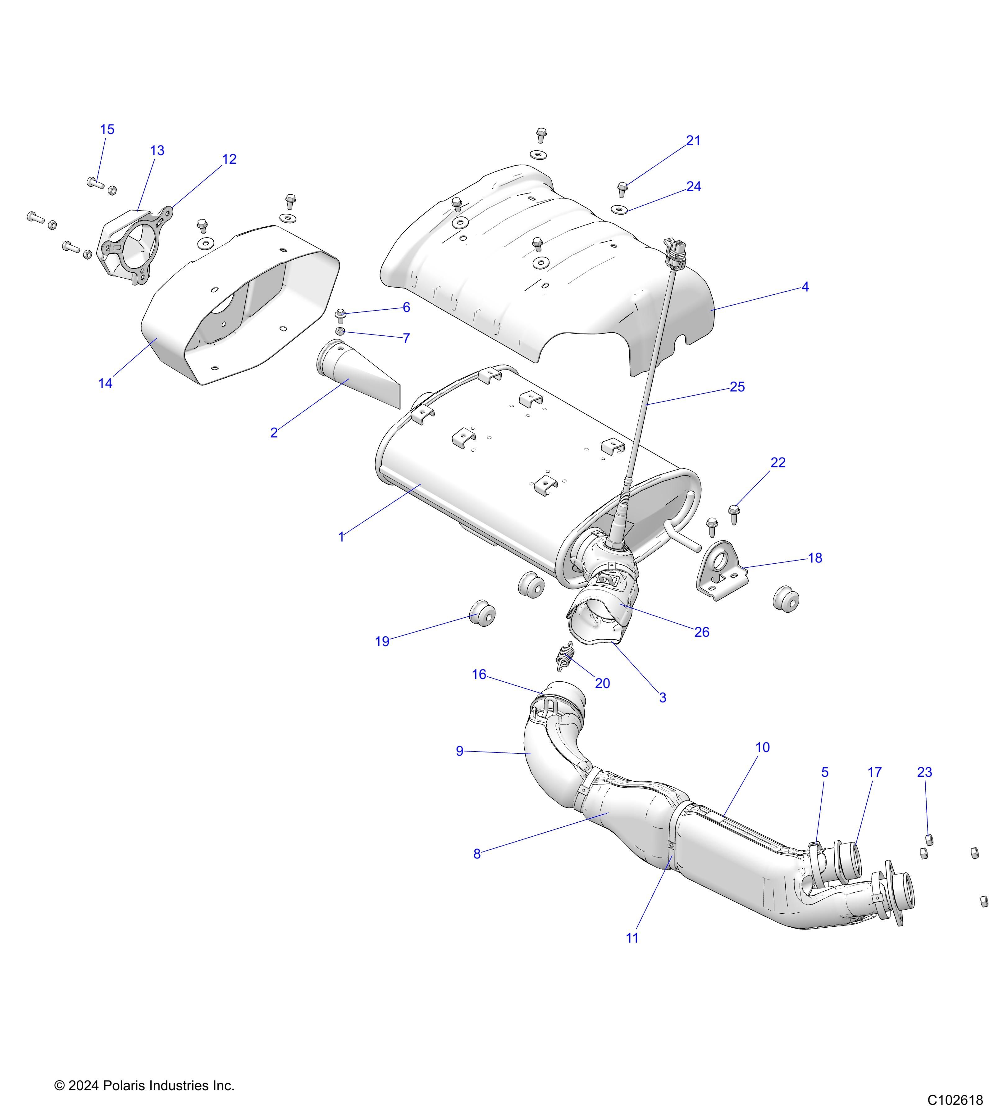 MOTEUR ECHAPPEMENT POUR SPORTSMAN 1000 55 EU5 3PC 2025
