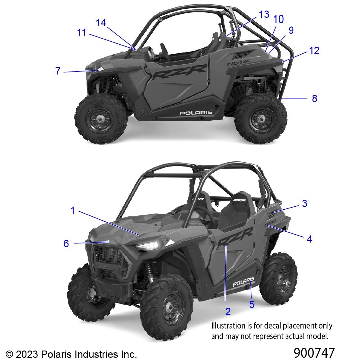 CARROSSERIE AUTOCOLLANTS POUR RZR 900 TRAIL S SPORT 2024