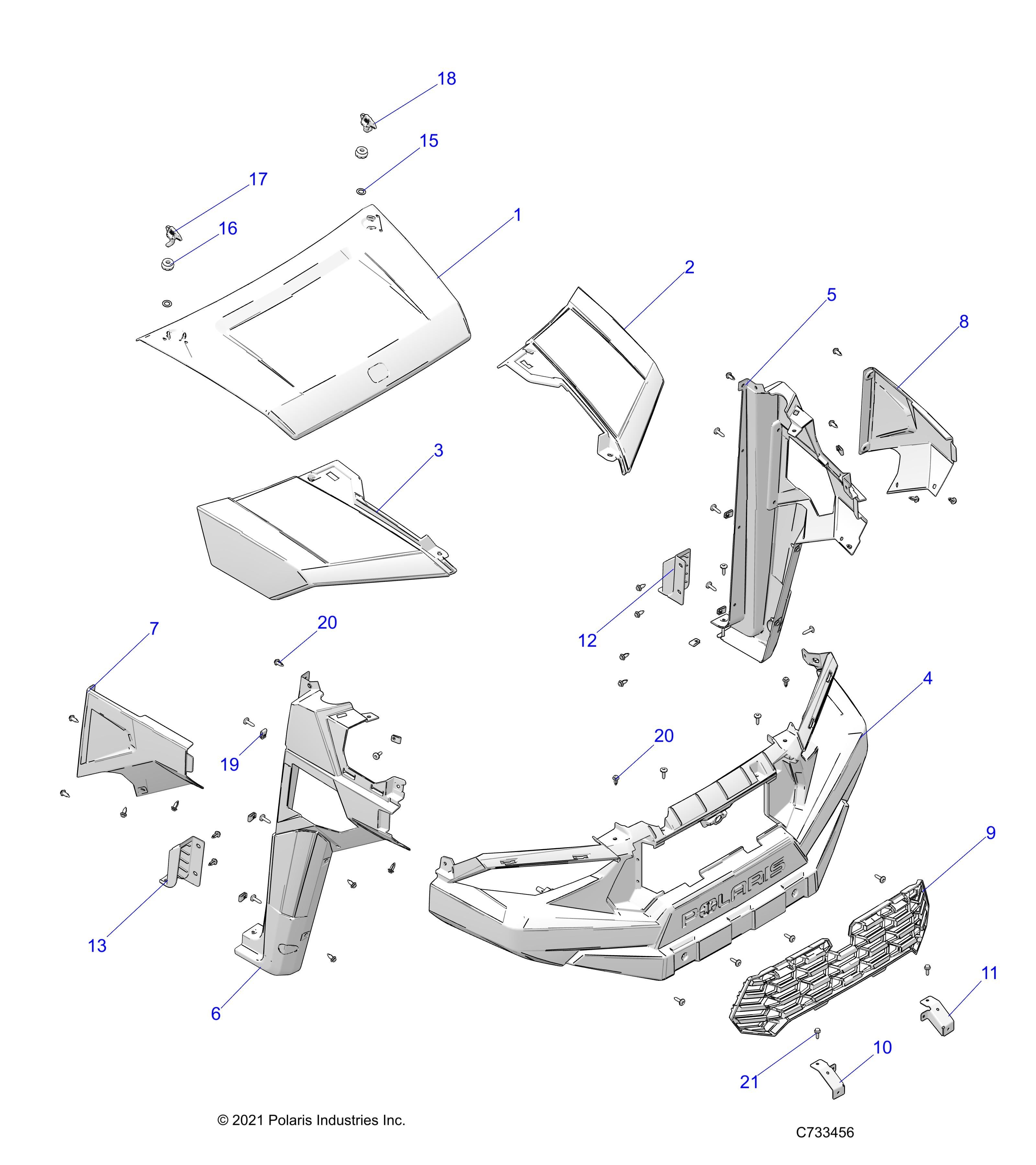 CARROSSERIE CAPOT ET GARDE BOUE AVANT POUR RANGER CREW 570 2022