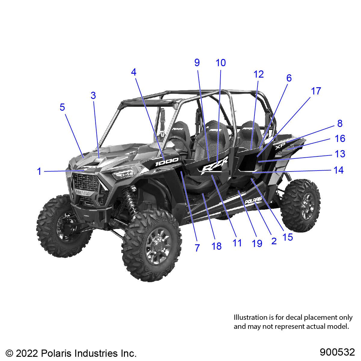 CARROSSERIE AUTOCOLLANTS DESIGN POUR RZR XP 4 1000 MD INTL R01 2023