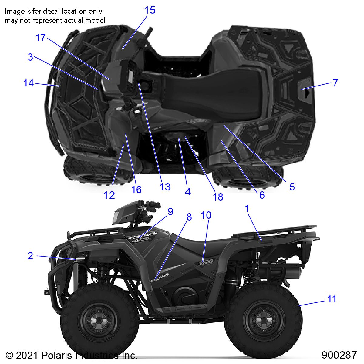 CARROSSERIE AUTOCOLLANTS POUR SPORTSMAN 570 UTILITY EPS 2021