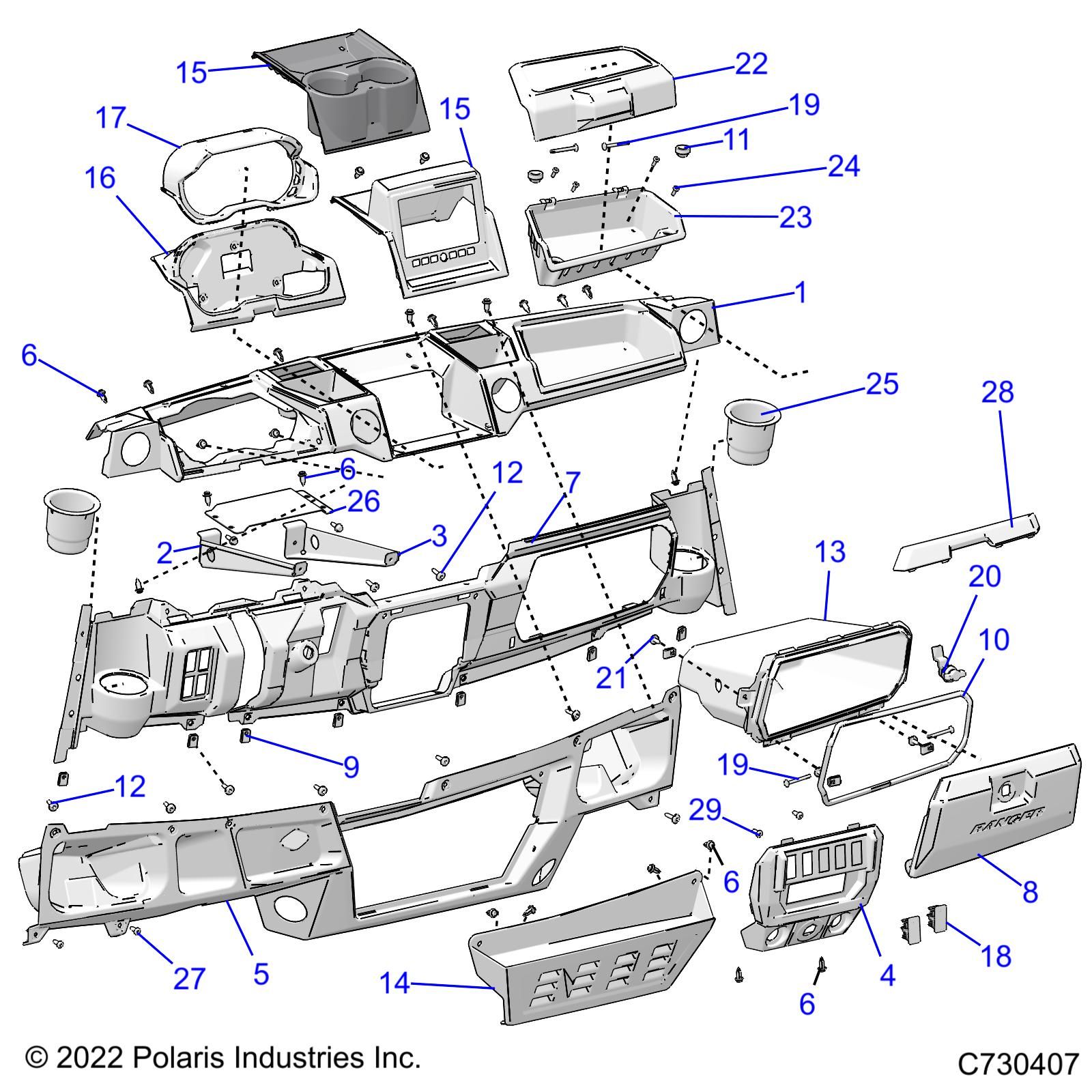 CARROSSERIE TABLEAU DE BORDS POUR RANGER CREW XP 1000 NSTR ULT 2022