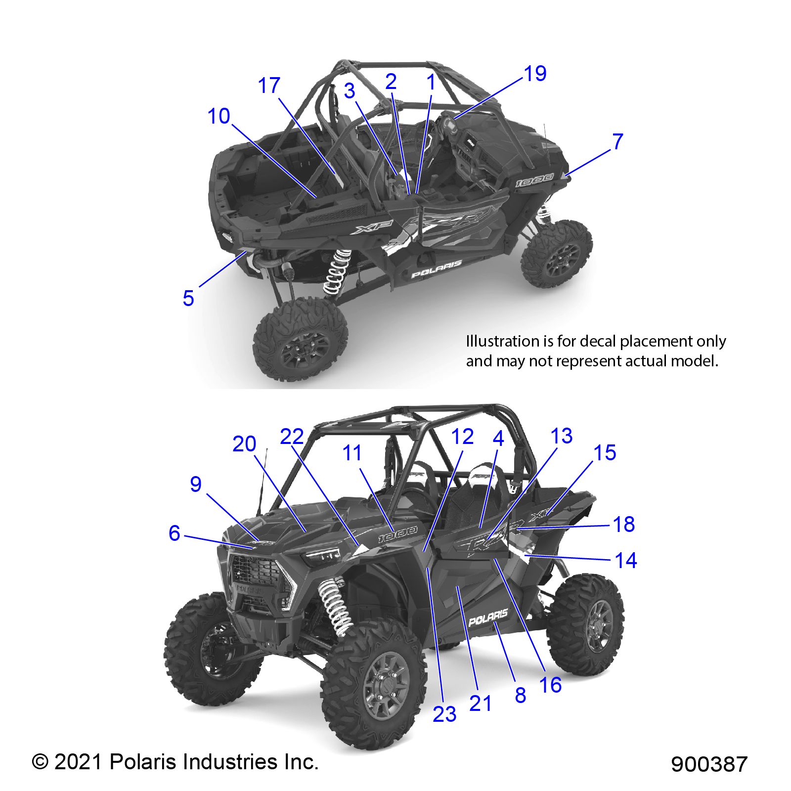 CARROSSERIE AUTOCOLLANTS POUR RZR XP 1000 RCPREMIUM 2022