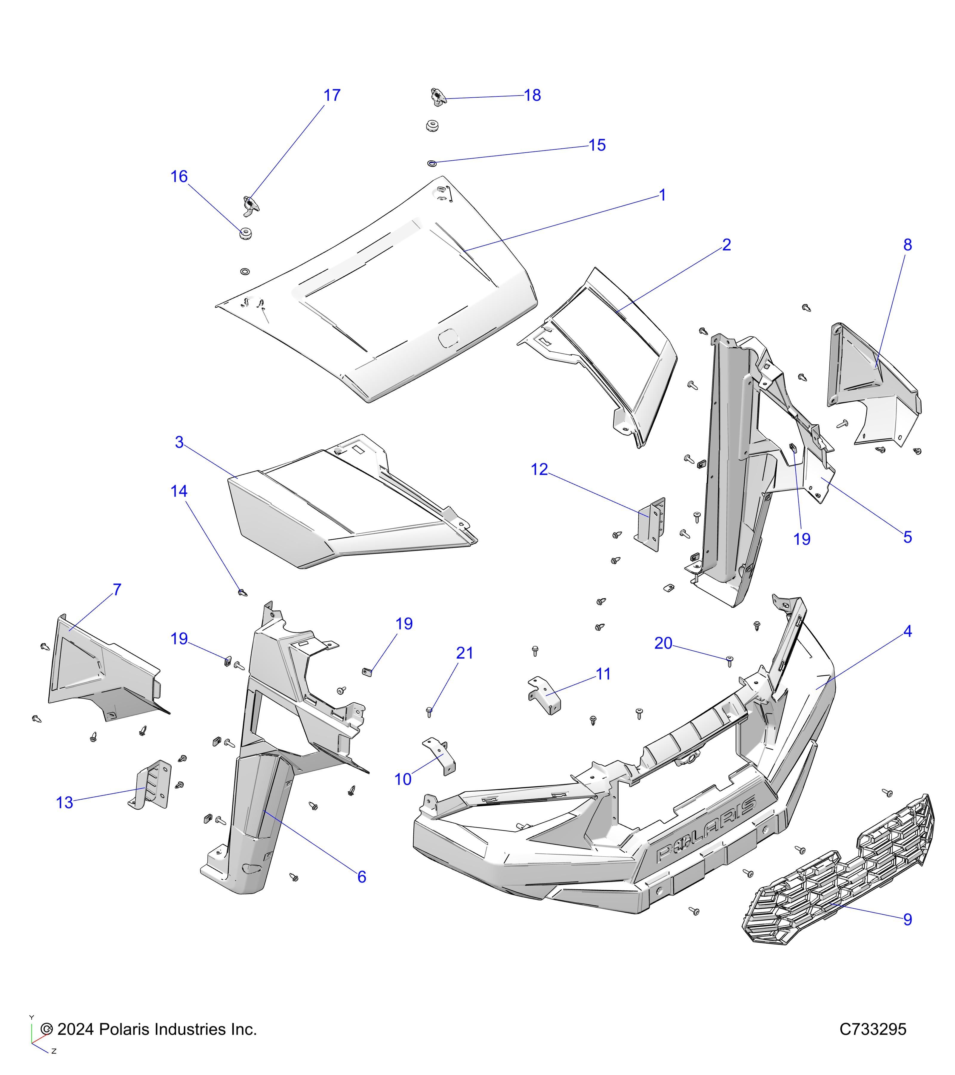 CARROSSERIE CAPOT ET GARDE BOUE AVANT POUR RANGER 570 CREW 2025