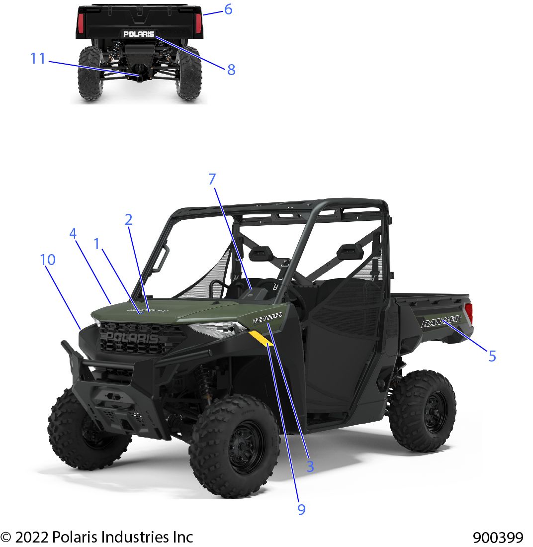 CARROSSERIE AUTOCOLLANTS DESIGN POUR RANGER 1000 PS FULL SIZE 2022