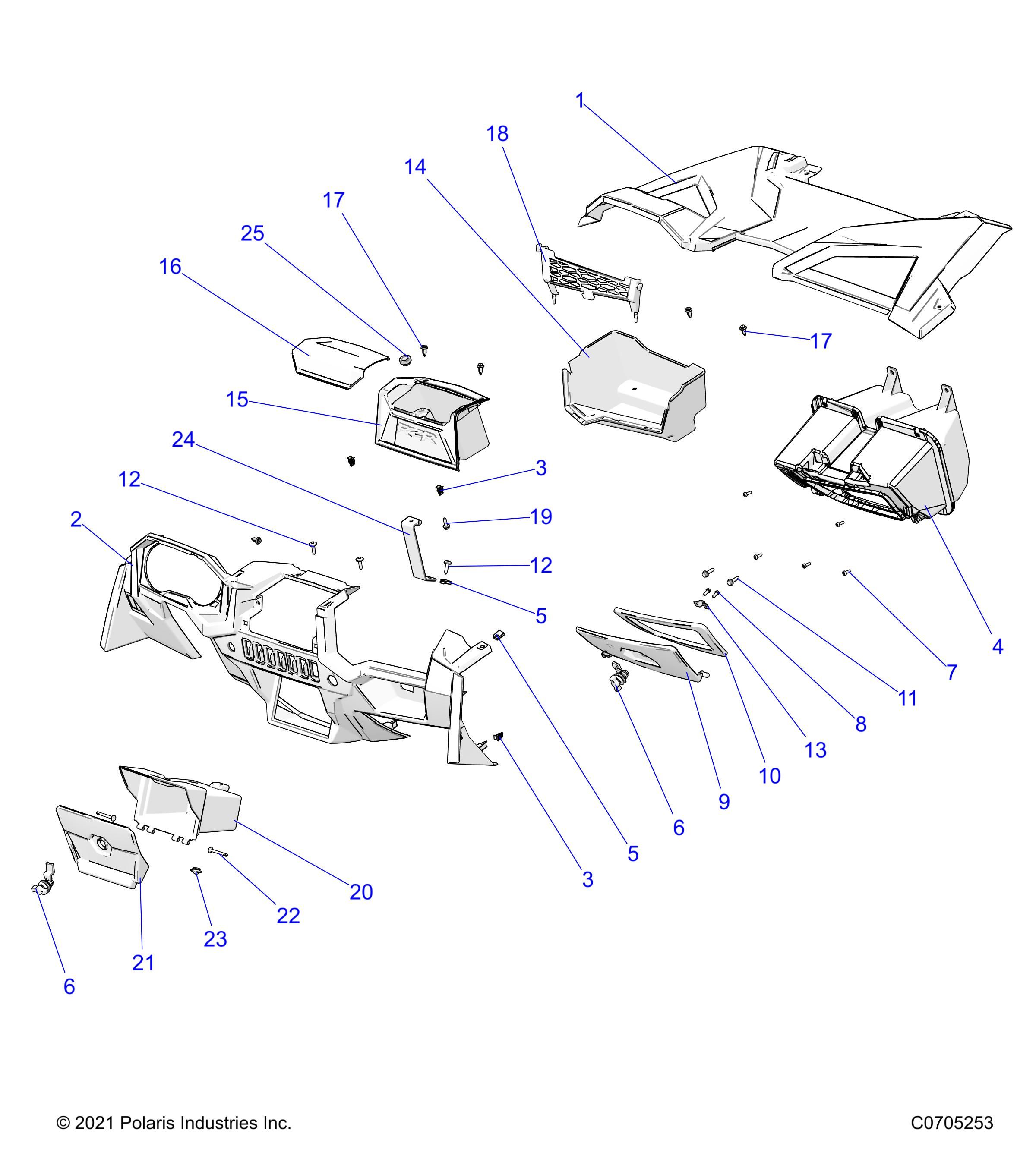 CARROSSERIE TABLEAU DE BORDS ET BOITE A GANTS POUR RZR 900 TRAIL ULTIMATE 2022