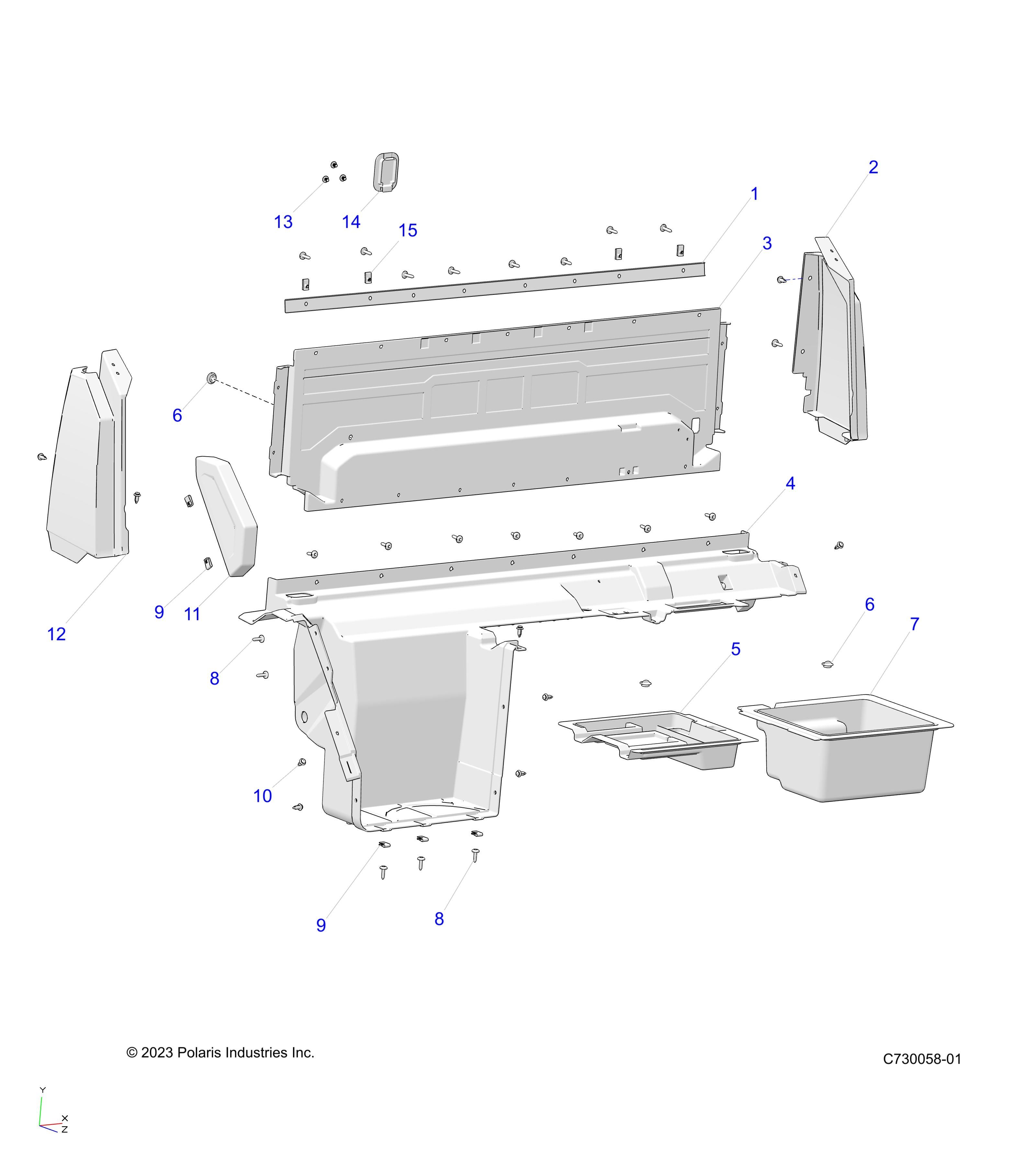 CARROSSERIE VERROUILLAGE ARRIERE AILES POUR RANGER 1000 XP 2024