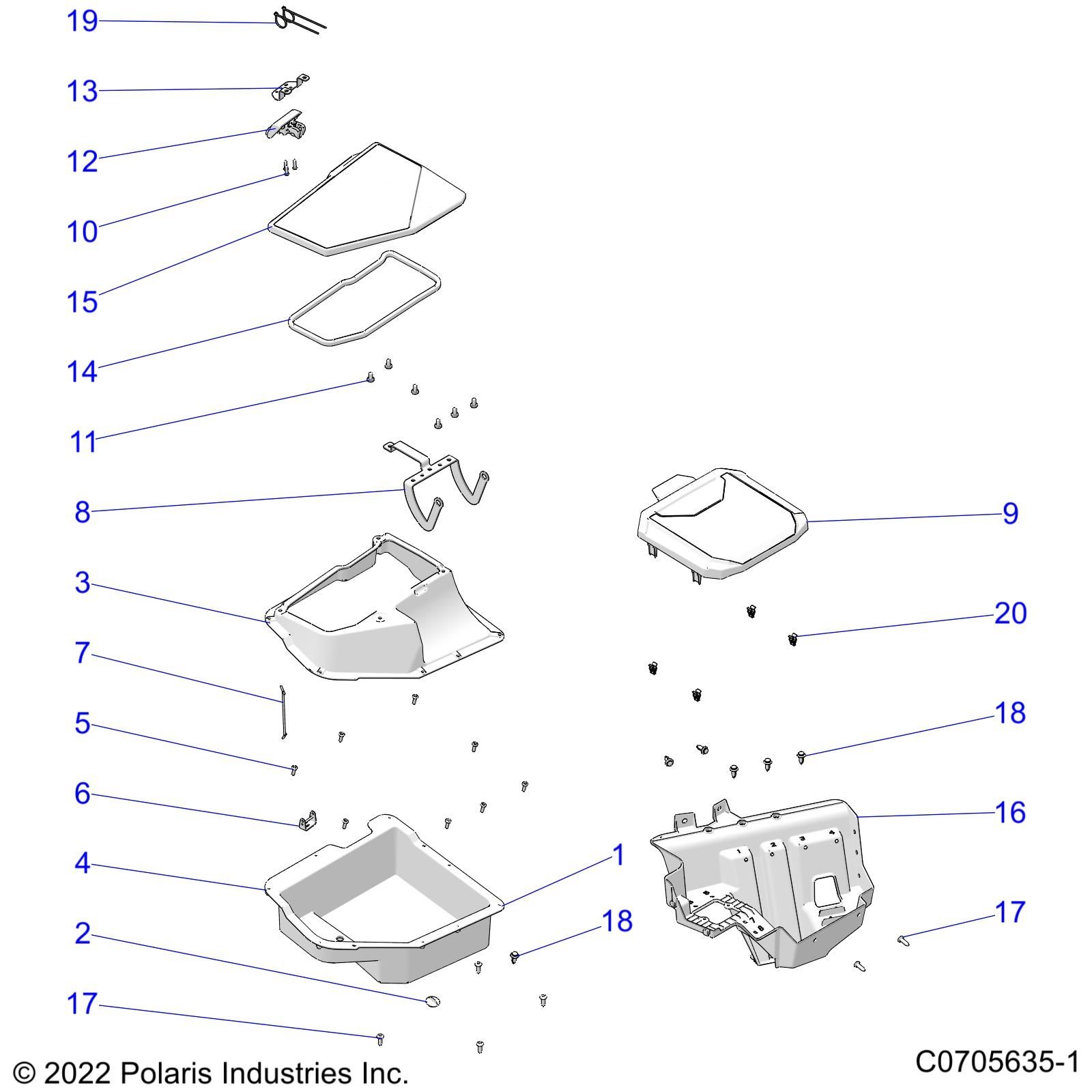 CARROSSERIE RANGEMENT AVANT POUR RZR PRO XP 4 SPORT 2023