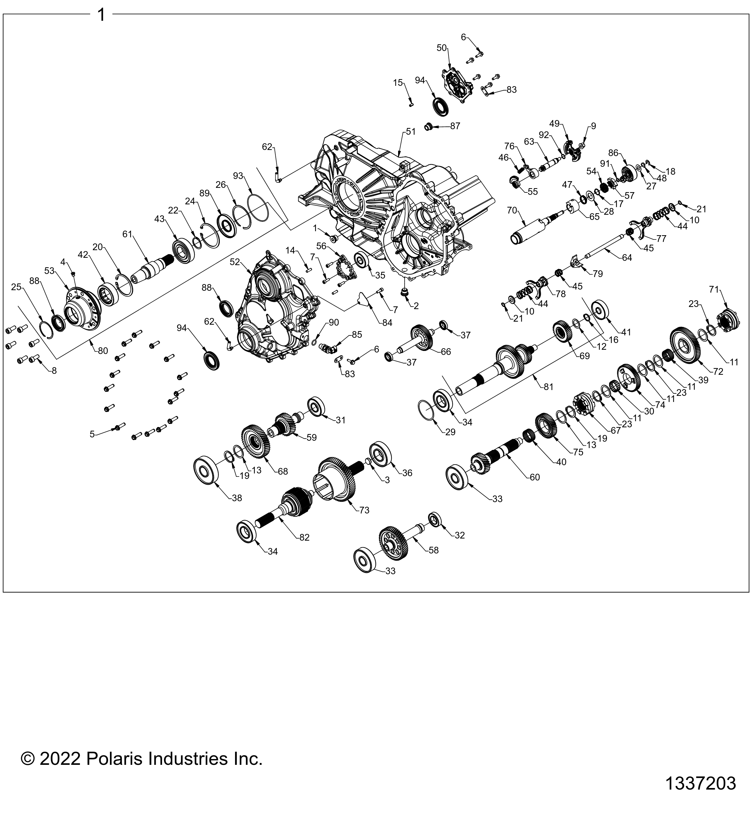 DRIVE TRAIN GEARCASE MAIN INTERNALS POUR RZR PRO R ULTIMATE R01 2023