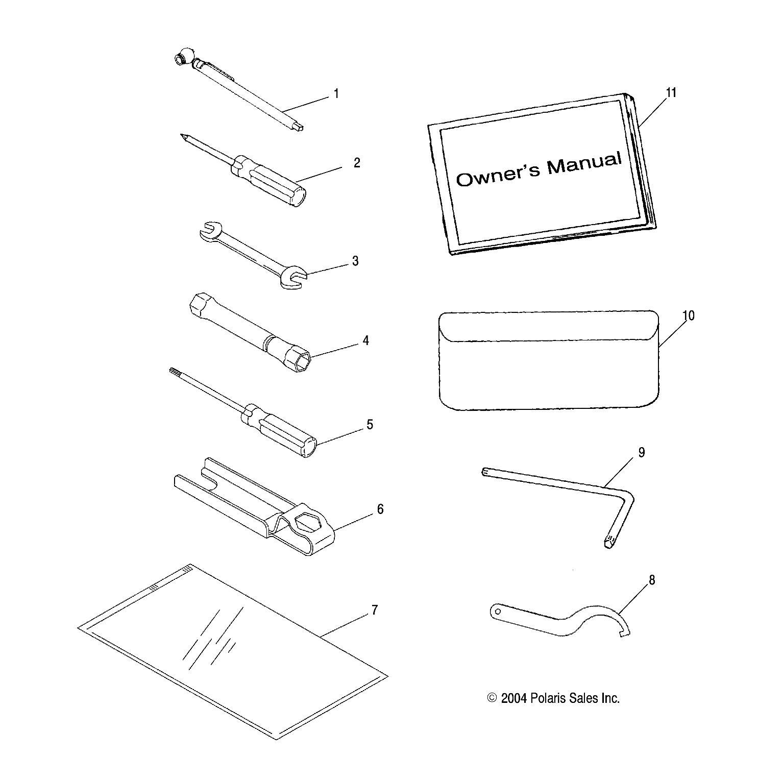 REFERENCES TROUSSE A OUTILS POUR A05GJ50AA PREDATOR 500 2005