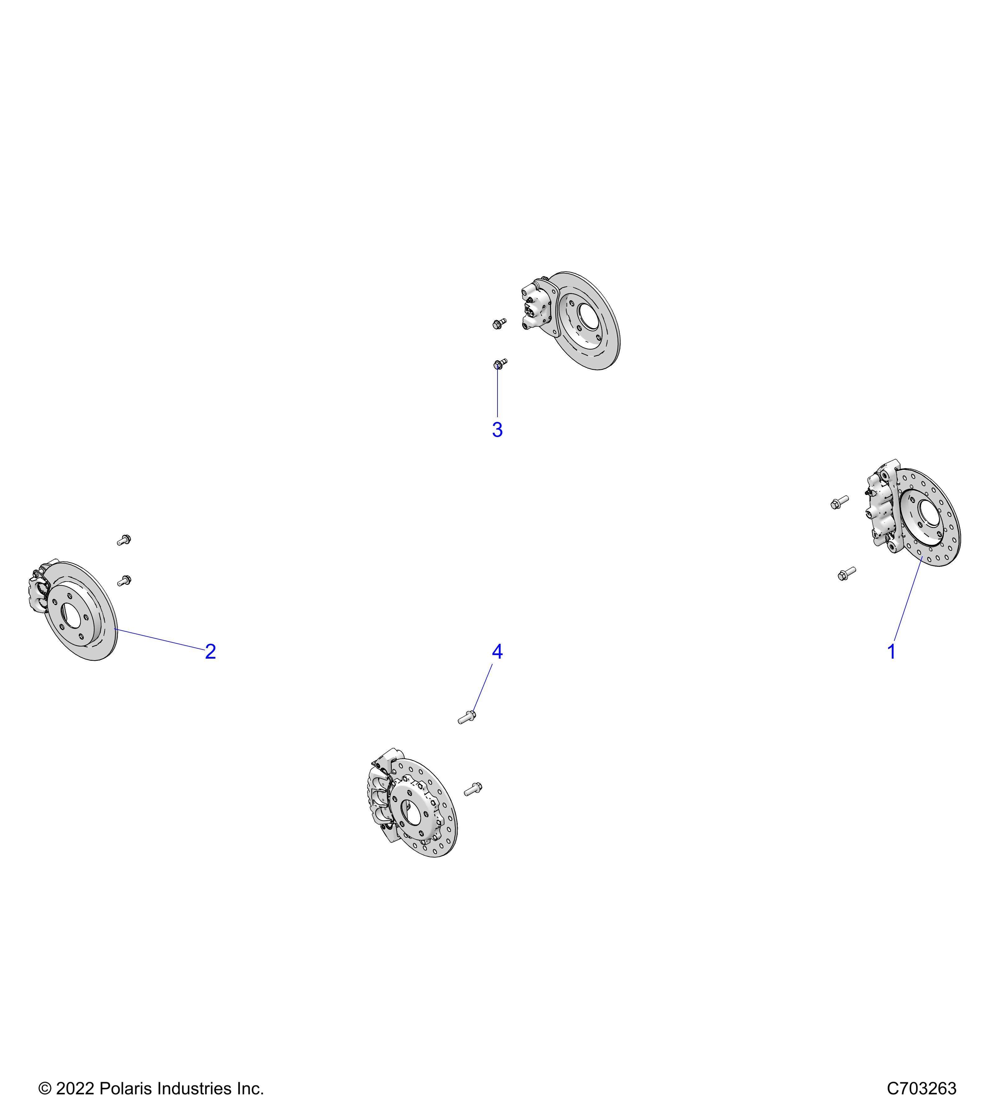 BRAKES CALIPER MOUNTING AND ROTORS POUR RZR PRO R 4 SPORT R01 2023