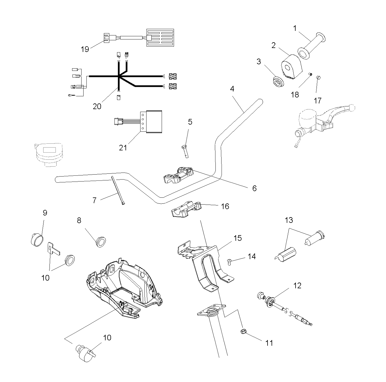CARROSSERIE GUIDON ET COMMANDES POUR SPORTSMAN 450 2006