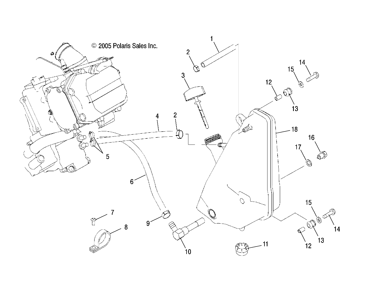 CARROSSERIE RESERVOIR DHUILE POUR SPORTSMAN TOURING 500 EFI 2008